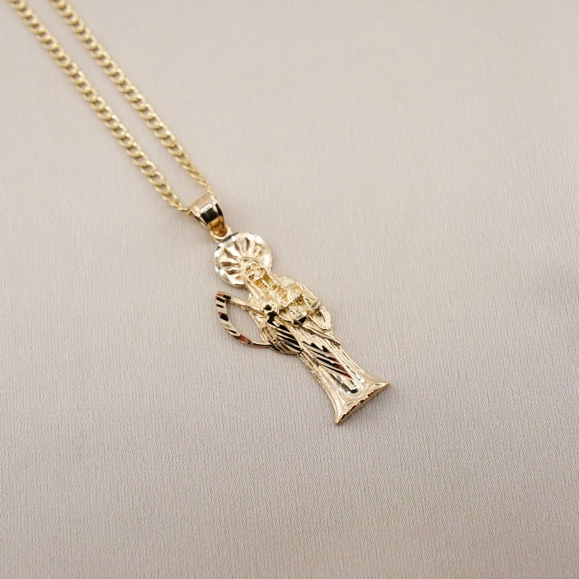 14k Gold Small Santa Muerte Chain Set
