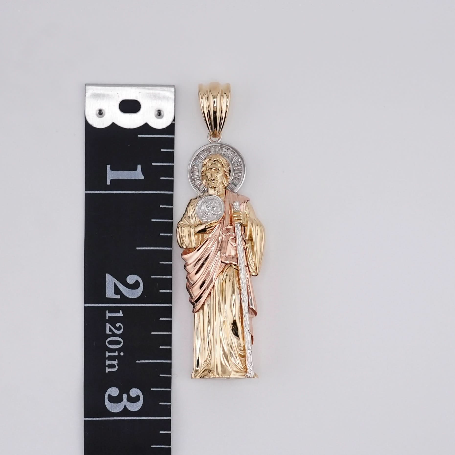 14k Gold Medium 3D San Judas Chain Set