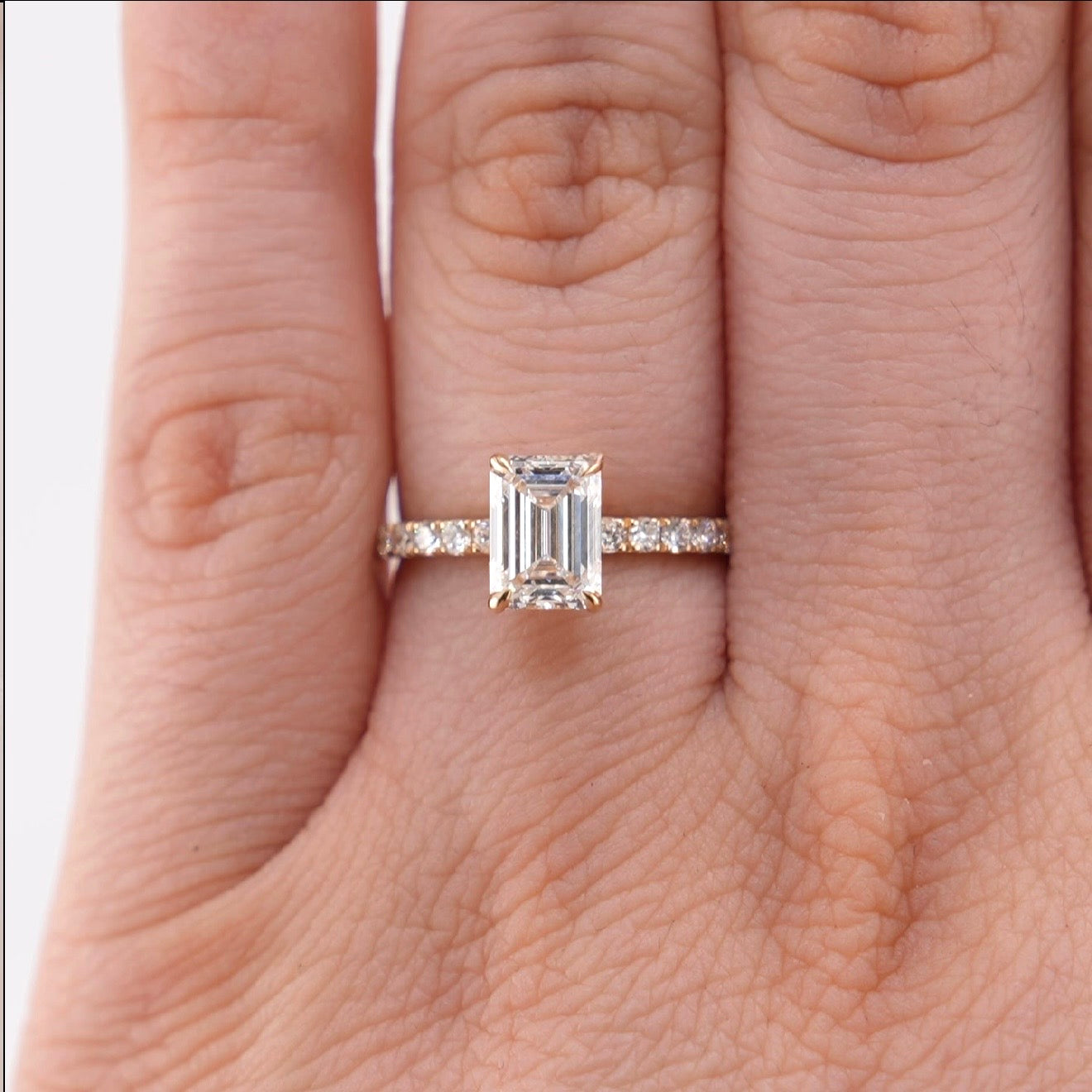 14k Gold Emerald Lab Diamond Ring 1.56ct