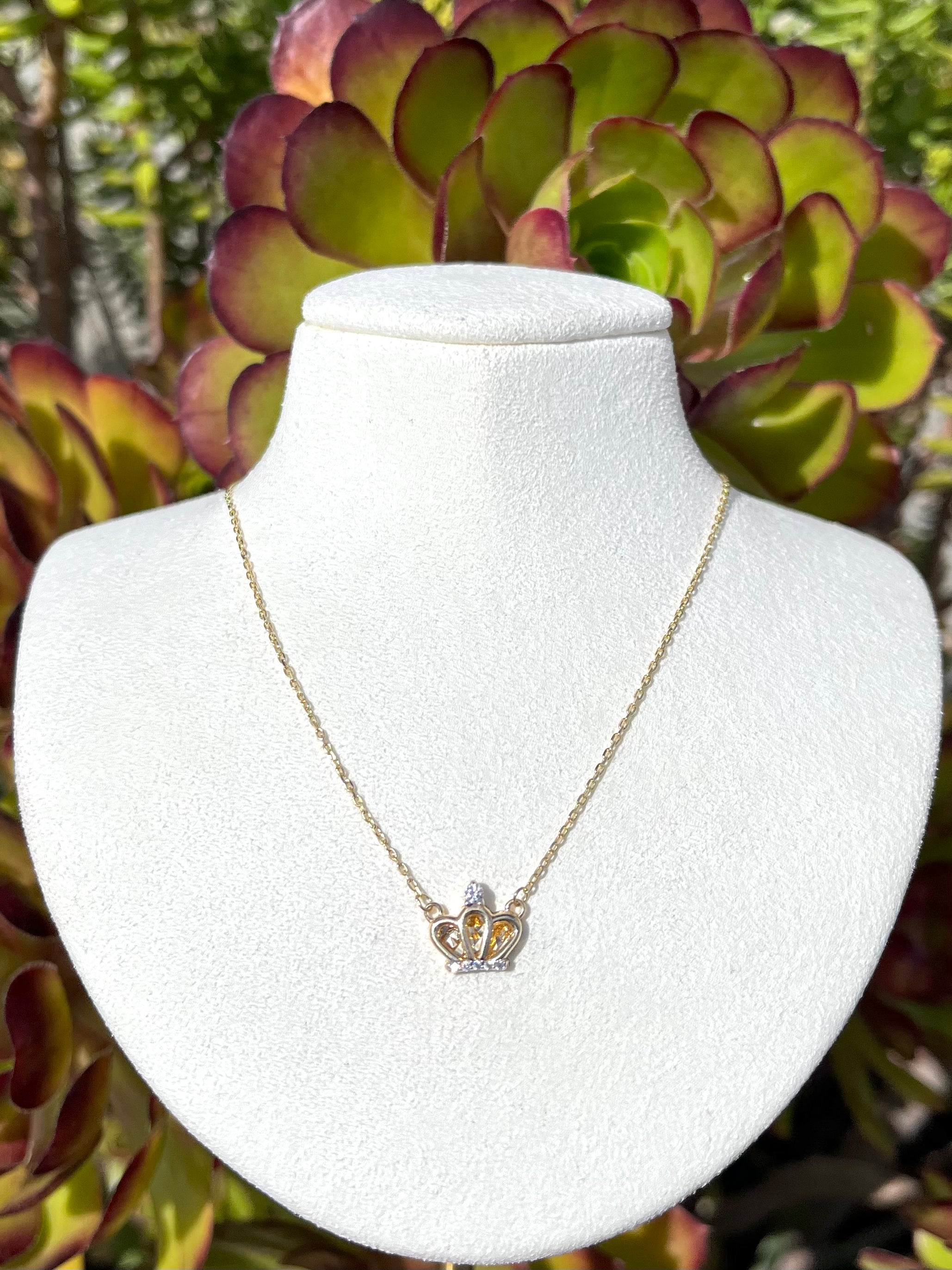 14K Gold Women’s Crown Necklace — AB and J