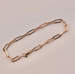 14K Gold Hollow Paper Clip Women's Bracelet