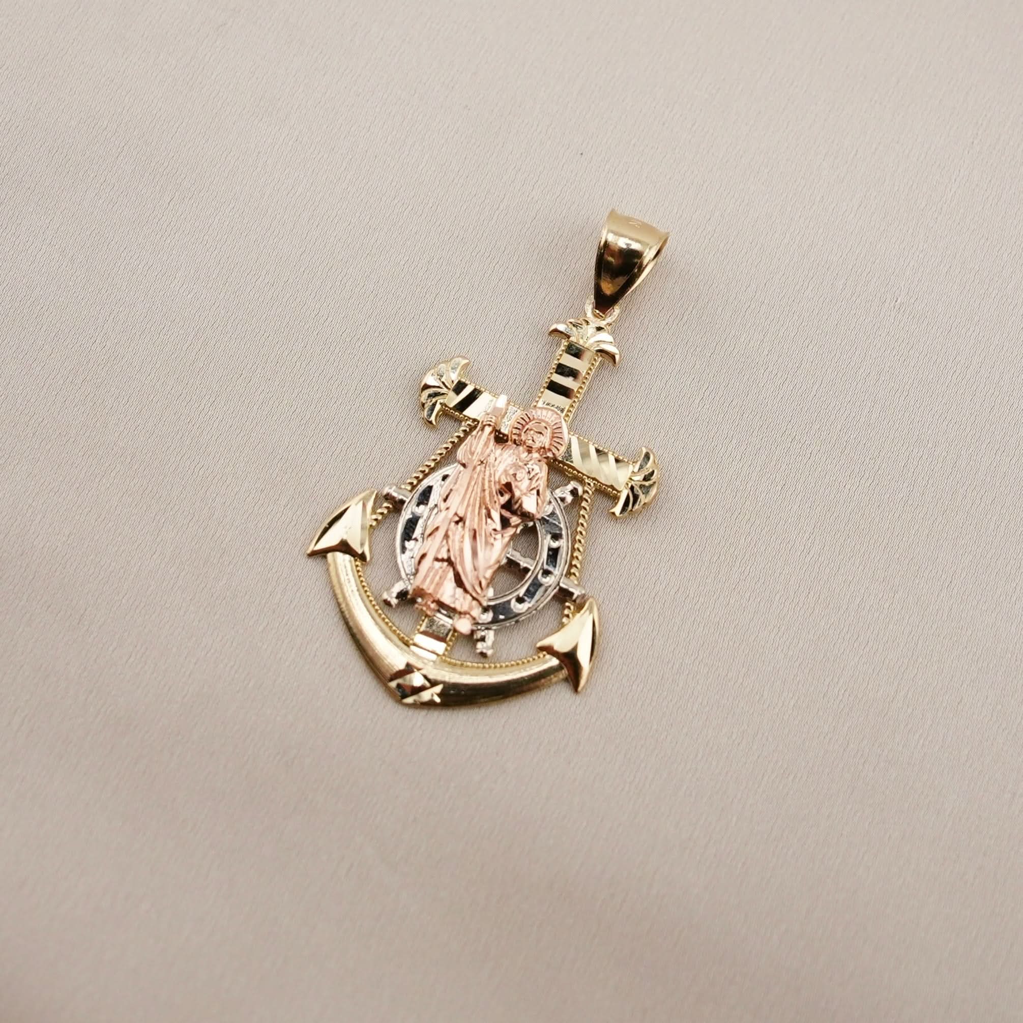 14k Gold San Judas Anchor Pendant