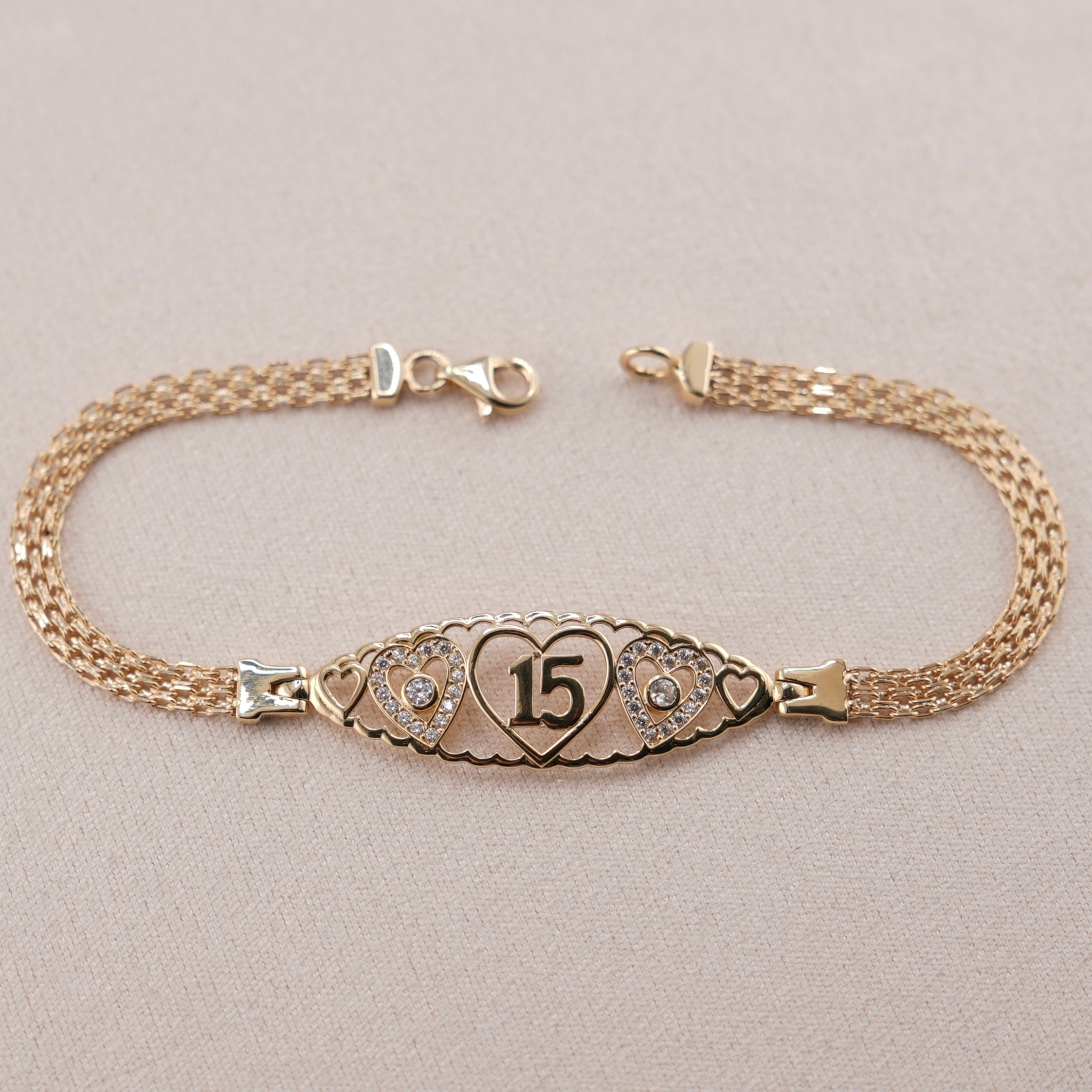 14k Gold Quinceañera Bracelet