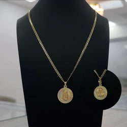 14k Gold Double Sided Virgencita Chain Set
