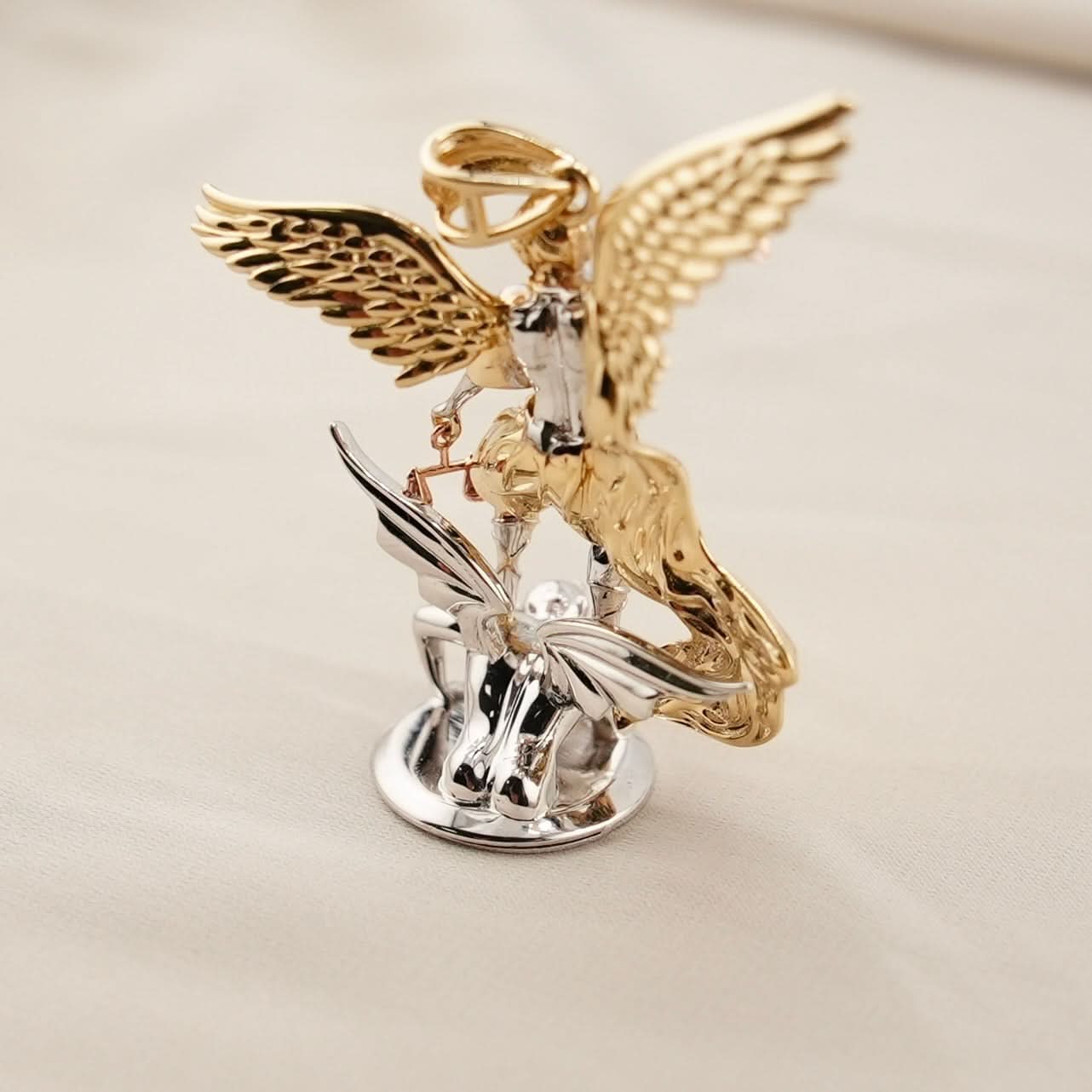 14k Gold Large Saint Michael Archangel Pendant