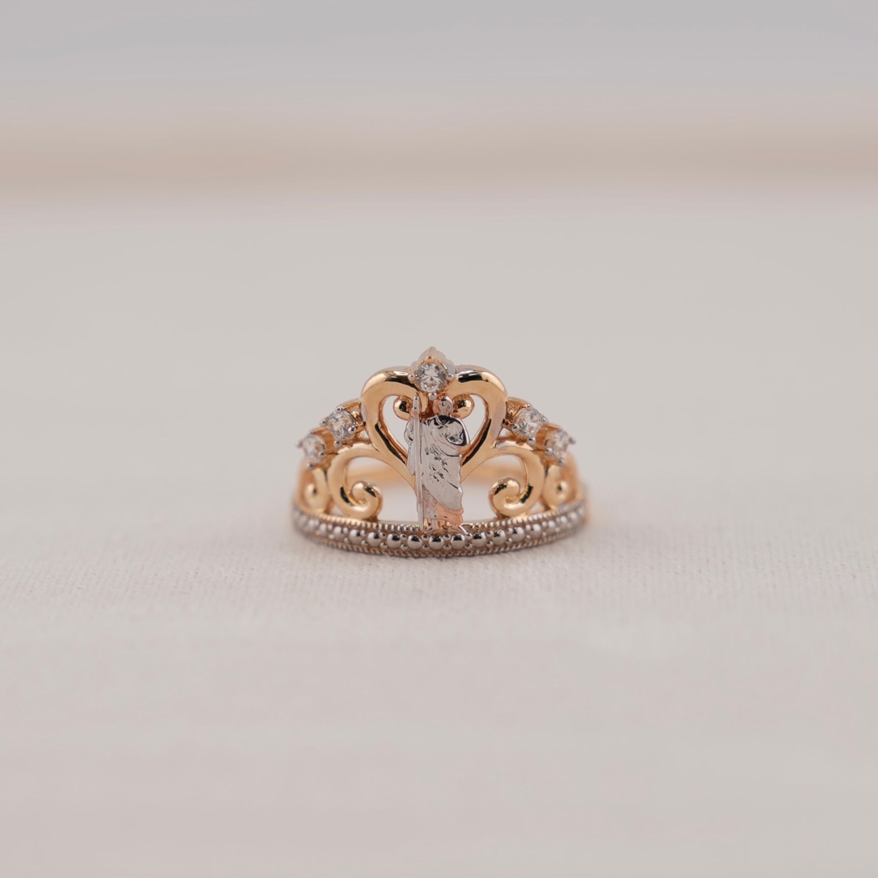 14k Gold San Judas Crown Ring