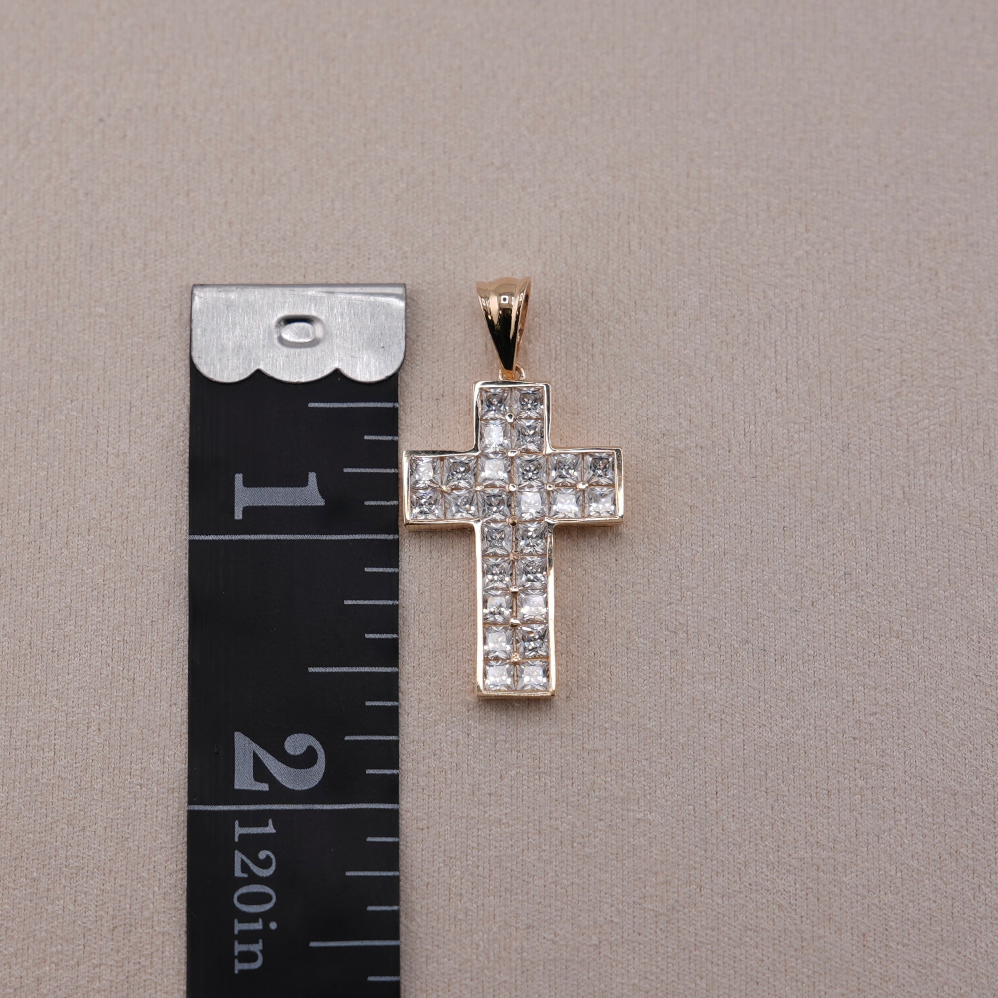 14k Gold Cz Cross Pendant