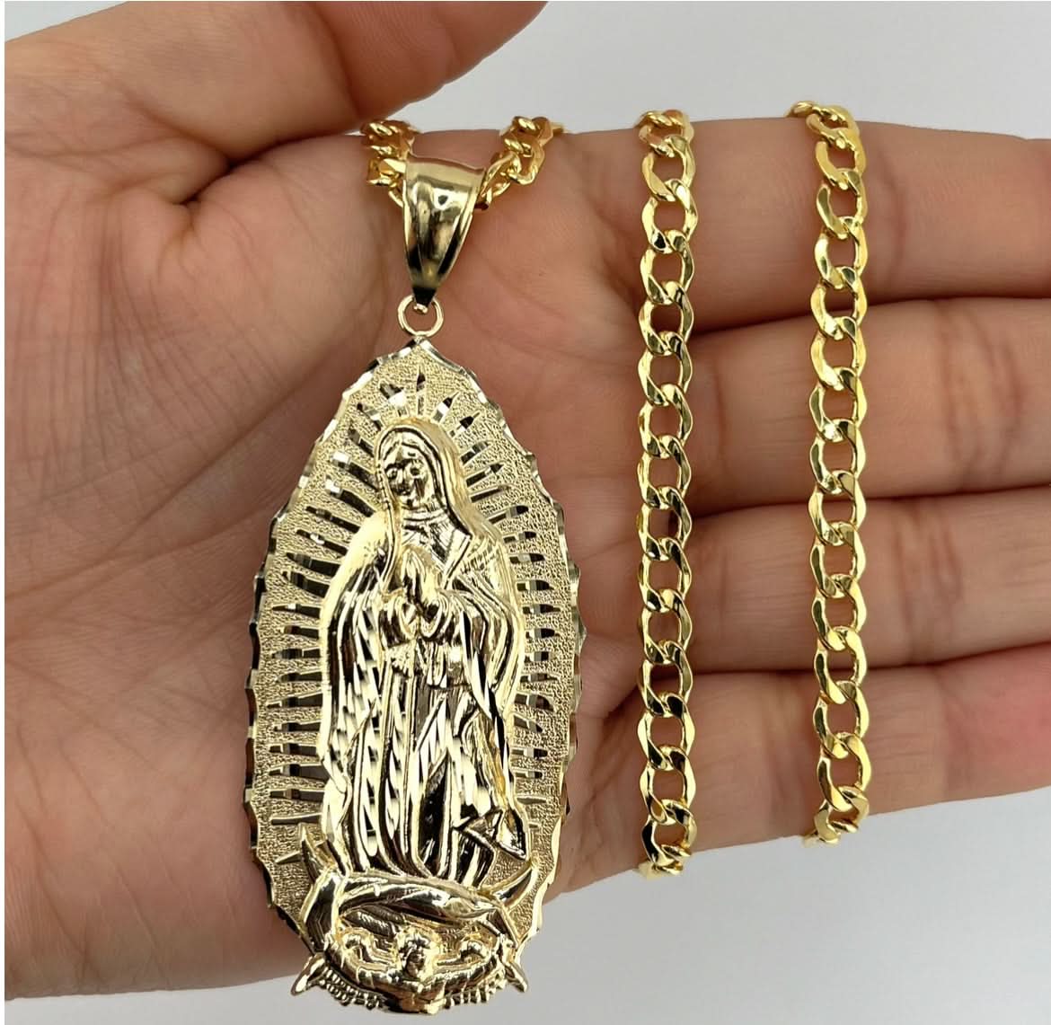14k Gold XL Virgencita Pendant or Chain Set