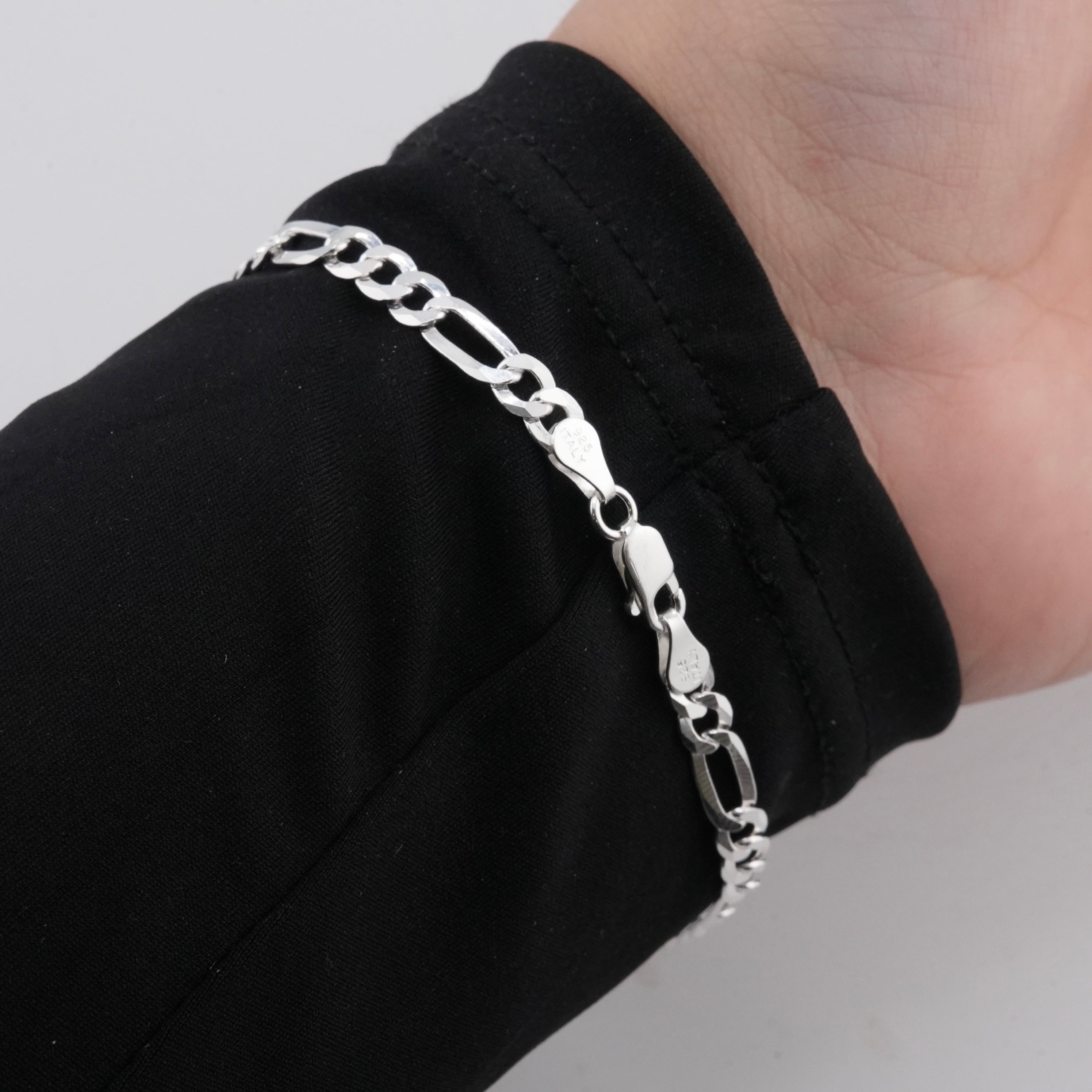 925 Silver Figaro Bracelet 5mm .
