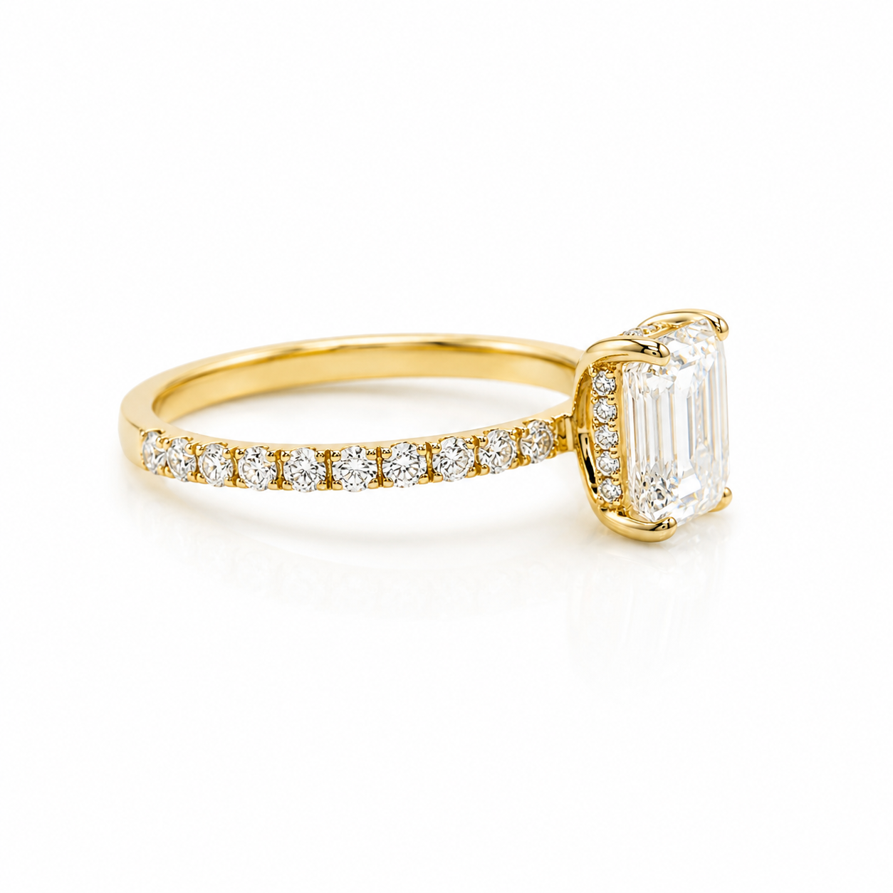 14k Gold Emerald Lab Diamond Ring 1.56ct
