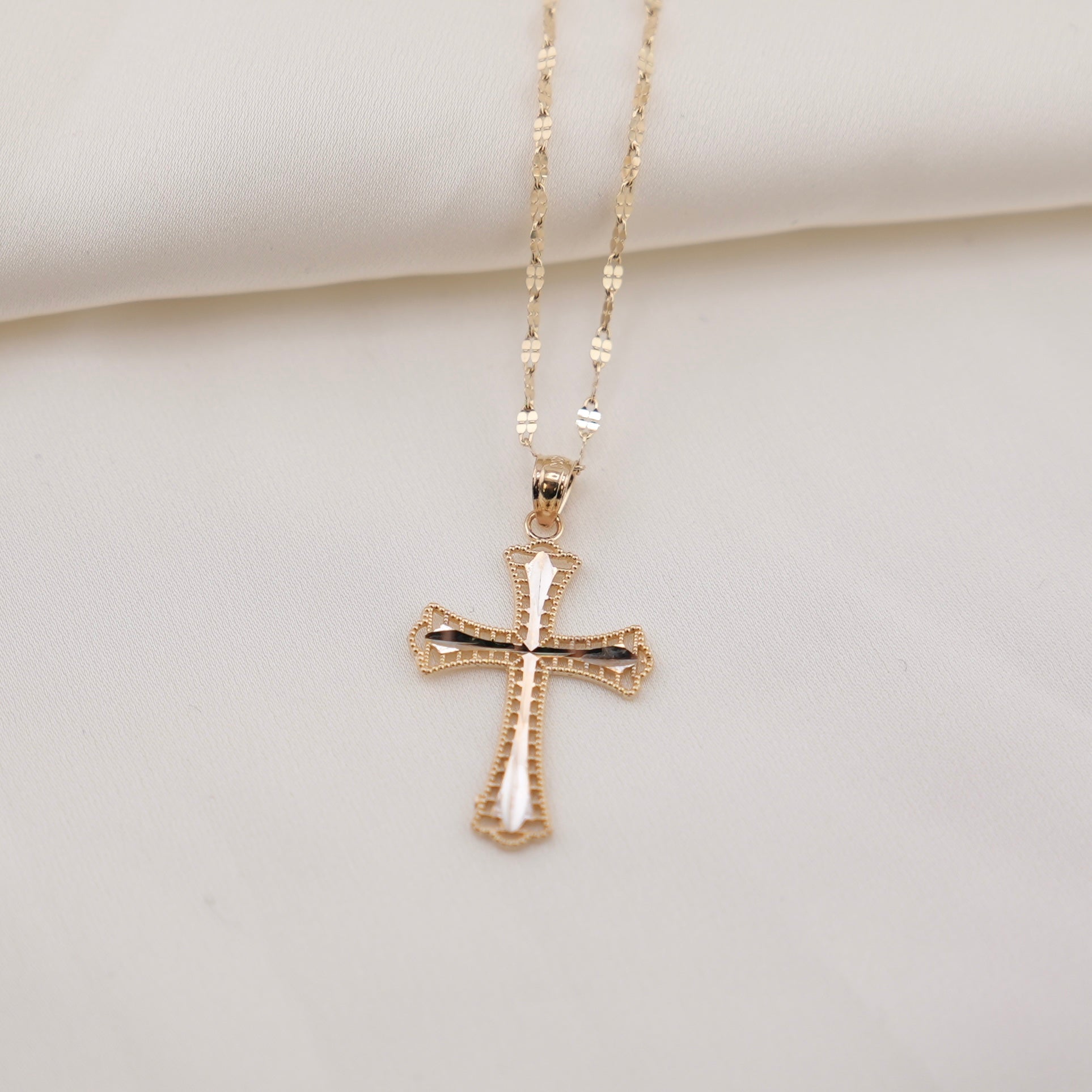 14k Gold Cross Chain Set