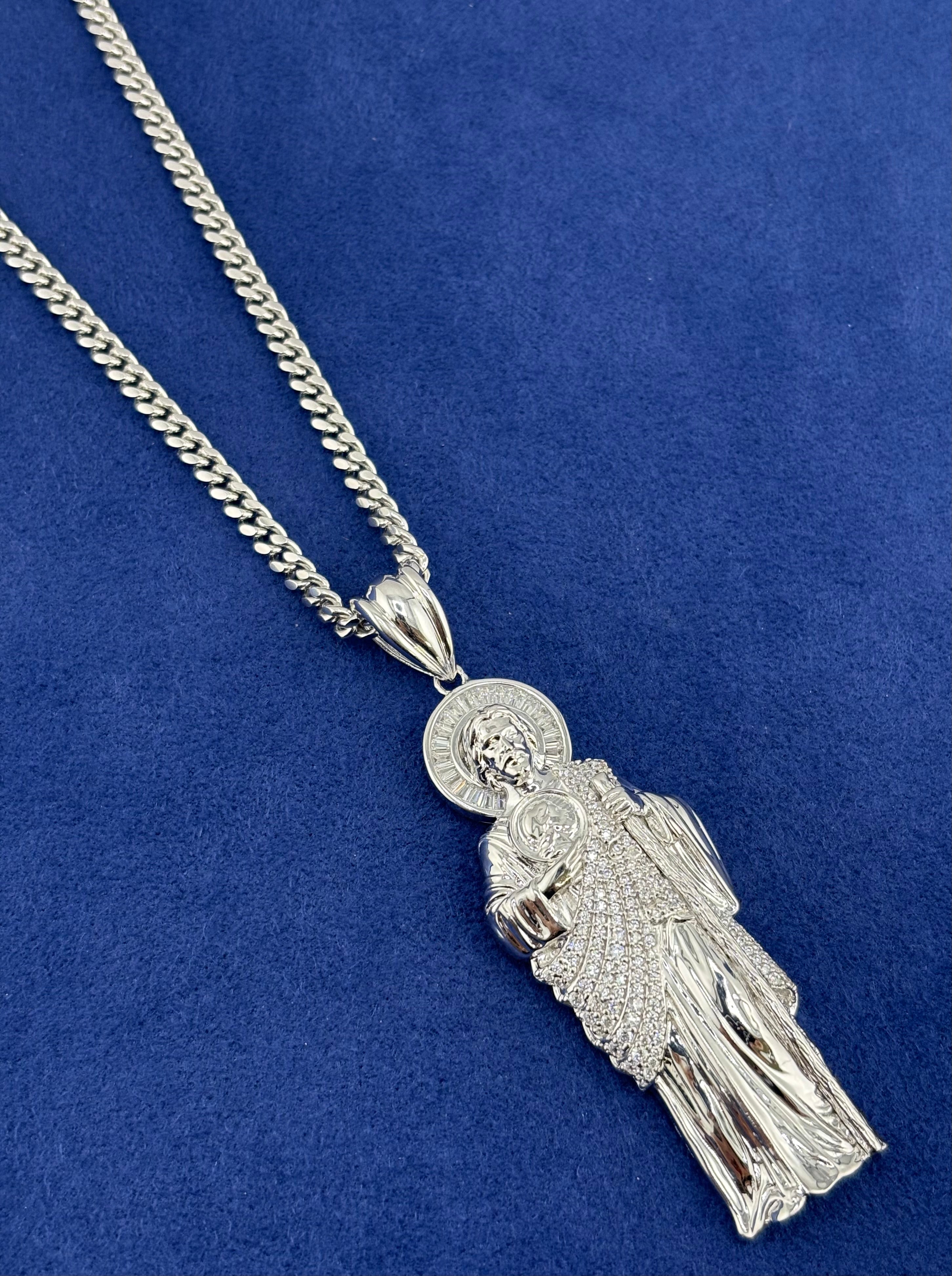 Silver 925 San Judas Chain Set