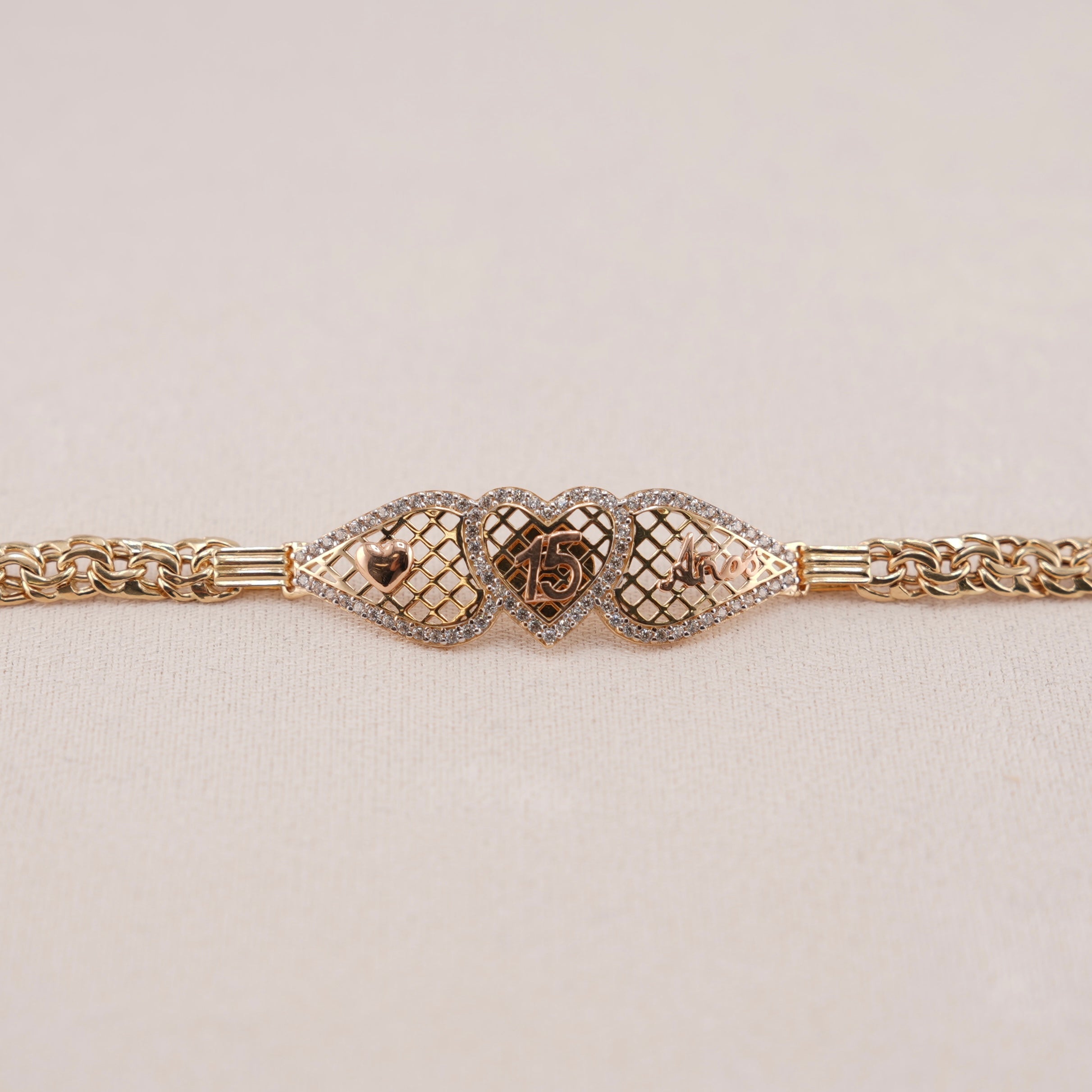 14k Gold Quinceañera Hollow Chino Bracelet