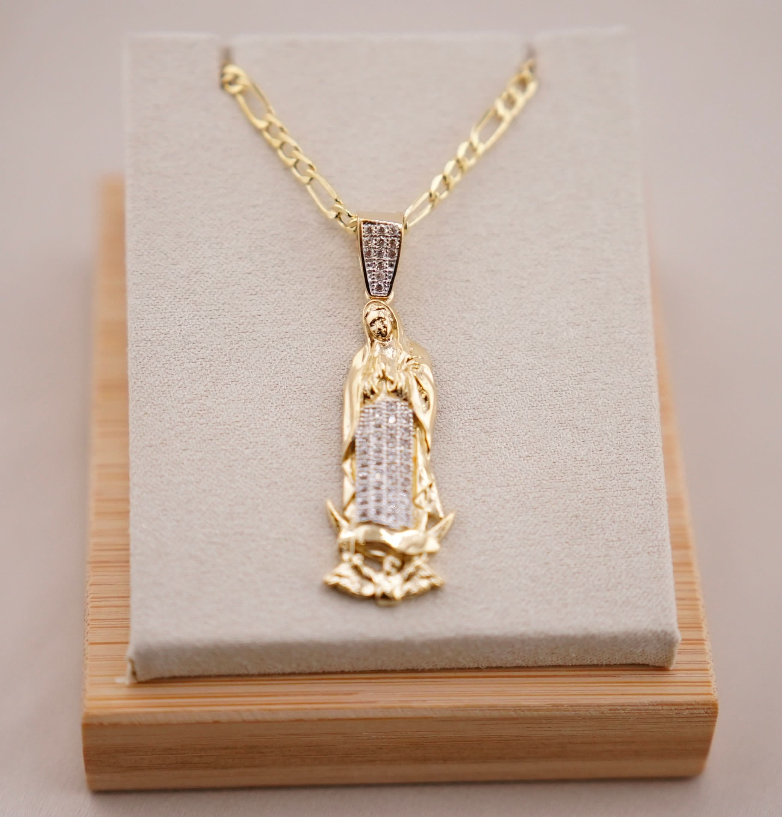 14k Gold Small Virgencita Chain Set