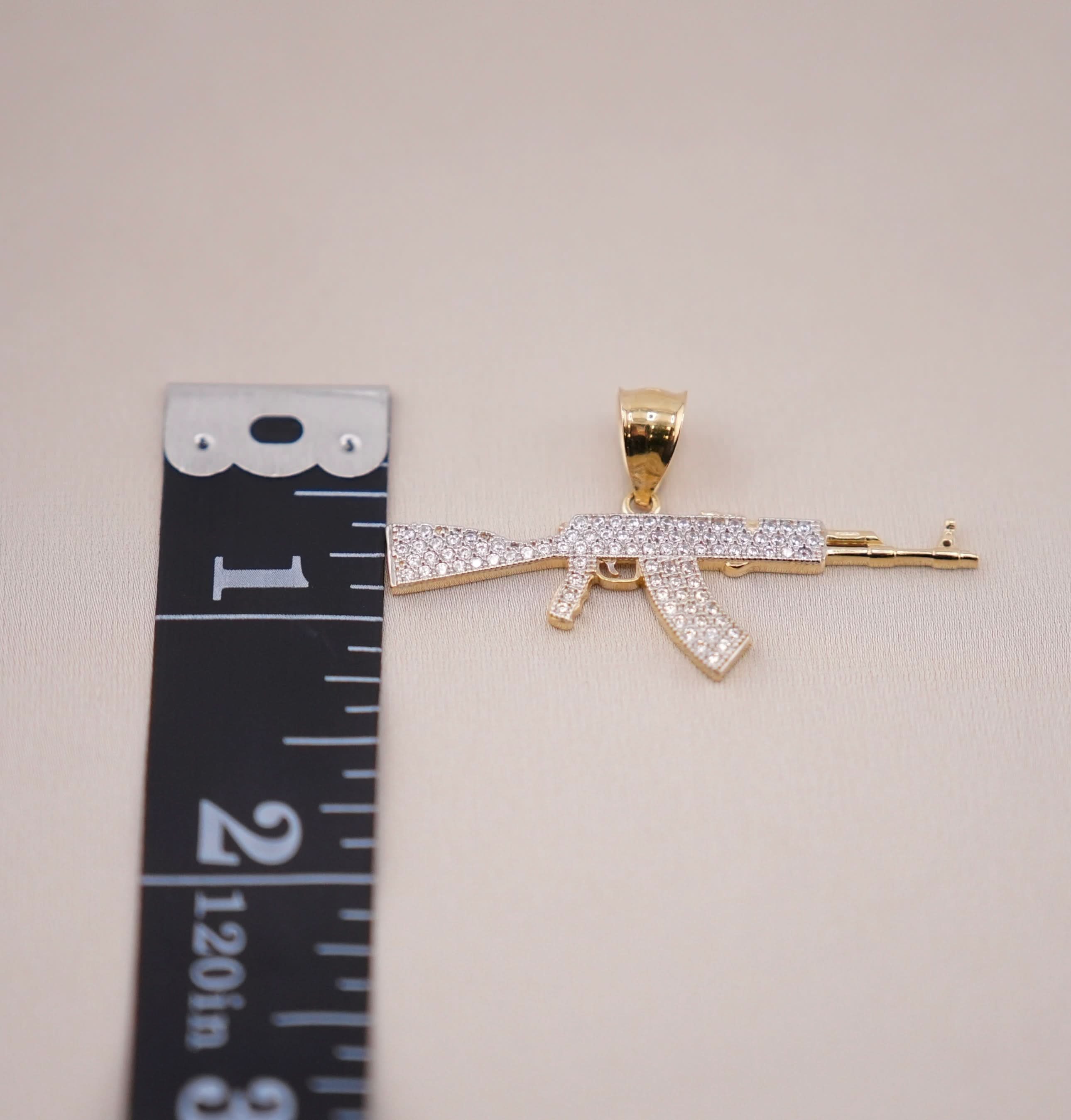 14k Gold Medium Gun Pendant