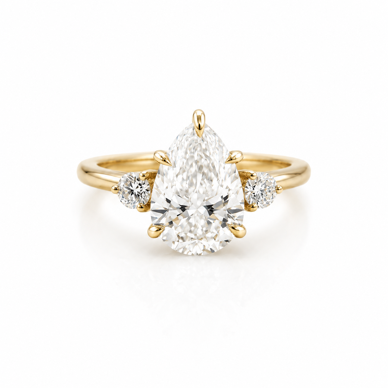 14k Gold Pear Lab Diamond Ring 3.09ct