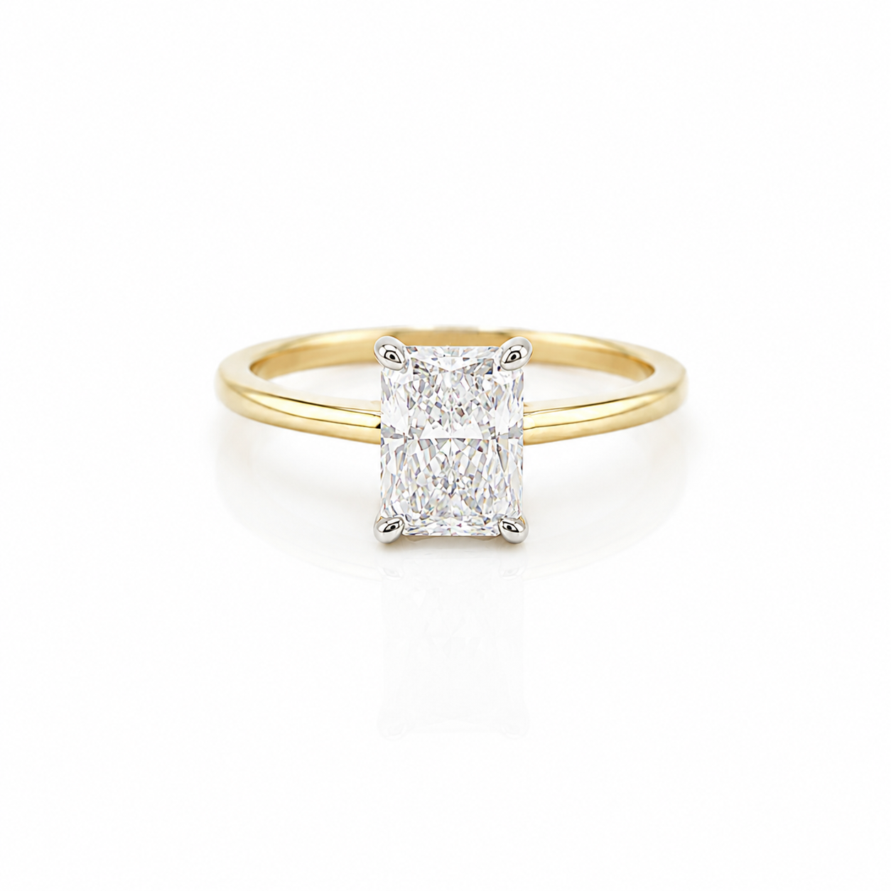 14k Gold Radiant Lab Diamond Ring 1.64ct