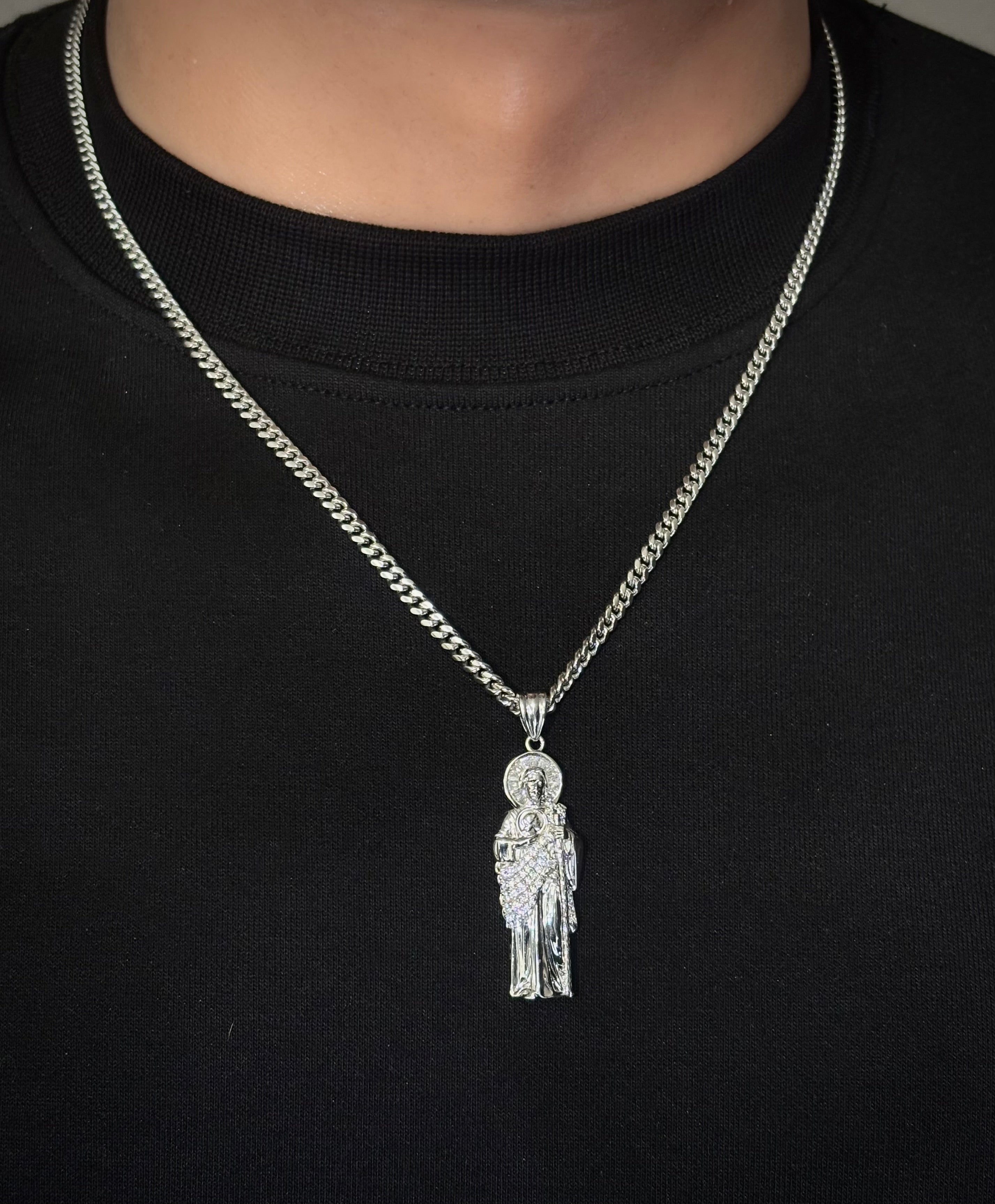 Silver 925 San Judas Chain Set