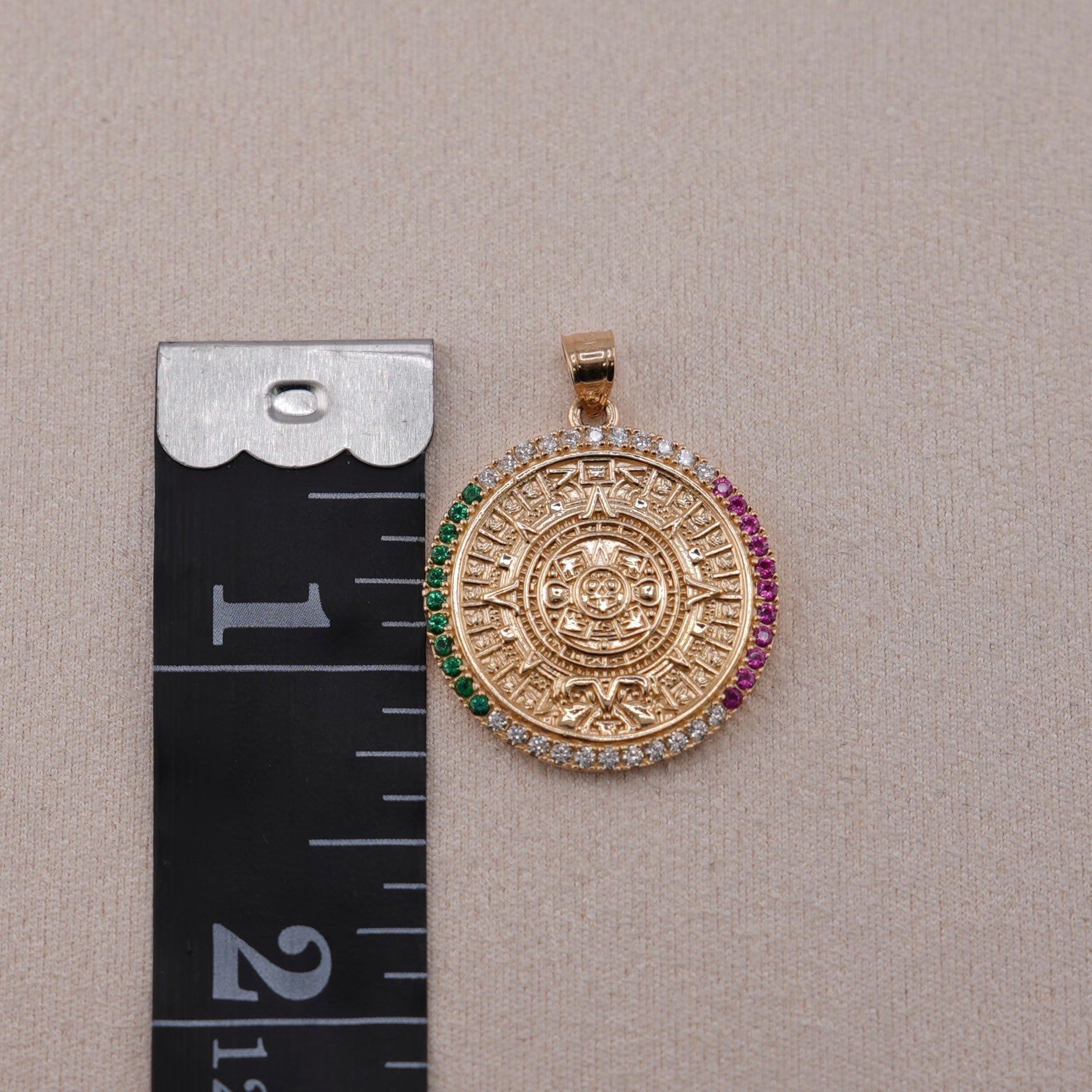 14k Gold Aztec Pendant