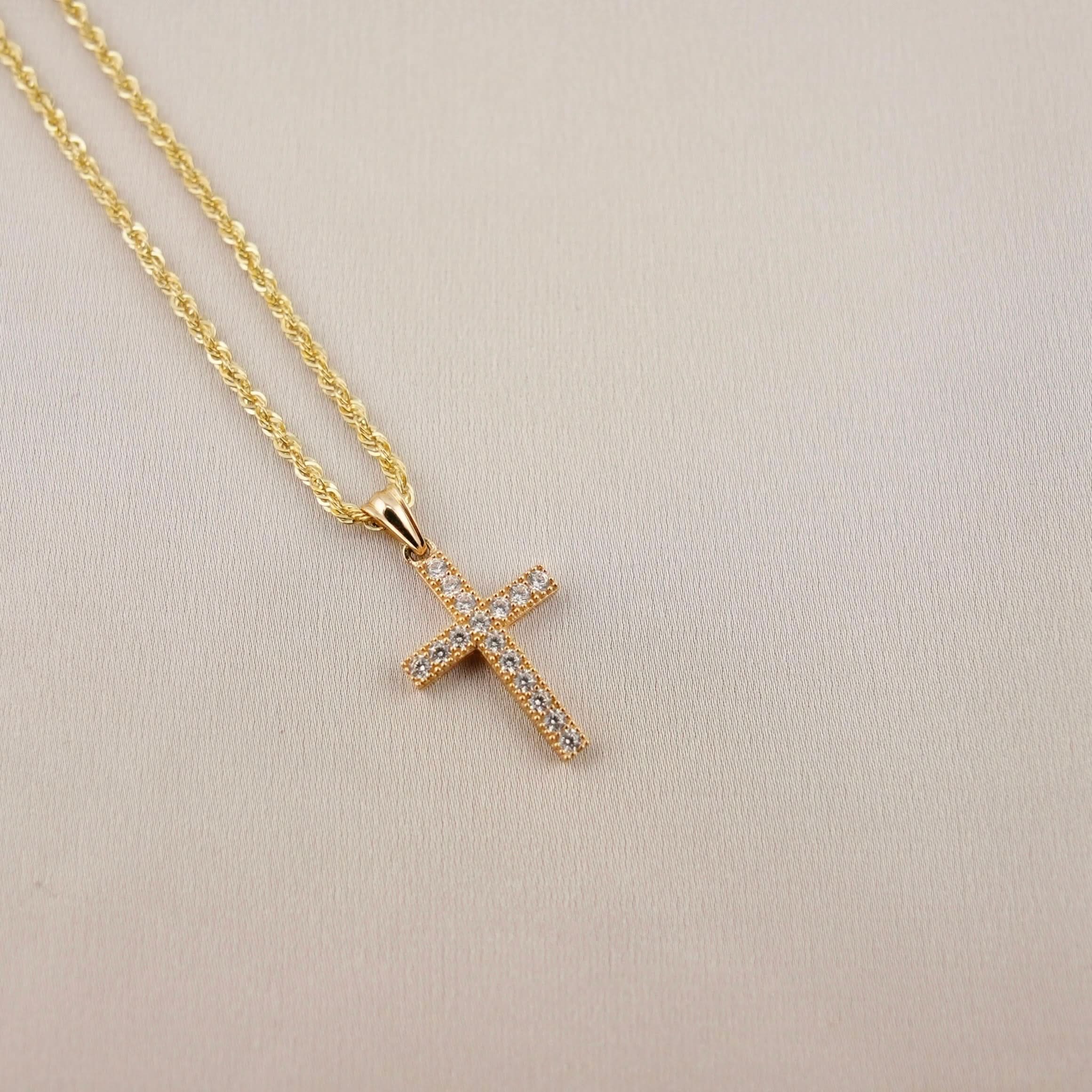 14k Gold Cross Chain Set