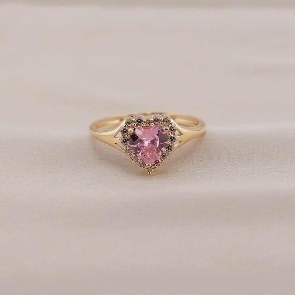 Key Rings Gold Heart 14k Gold Women’s Light Pink Heart Ring