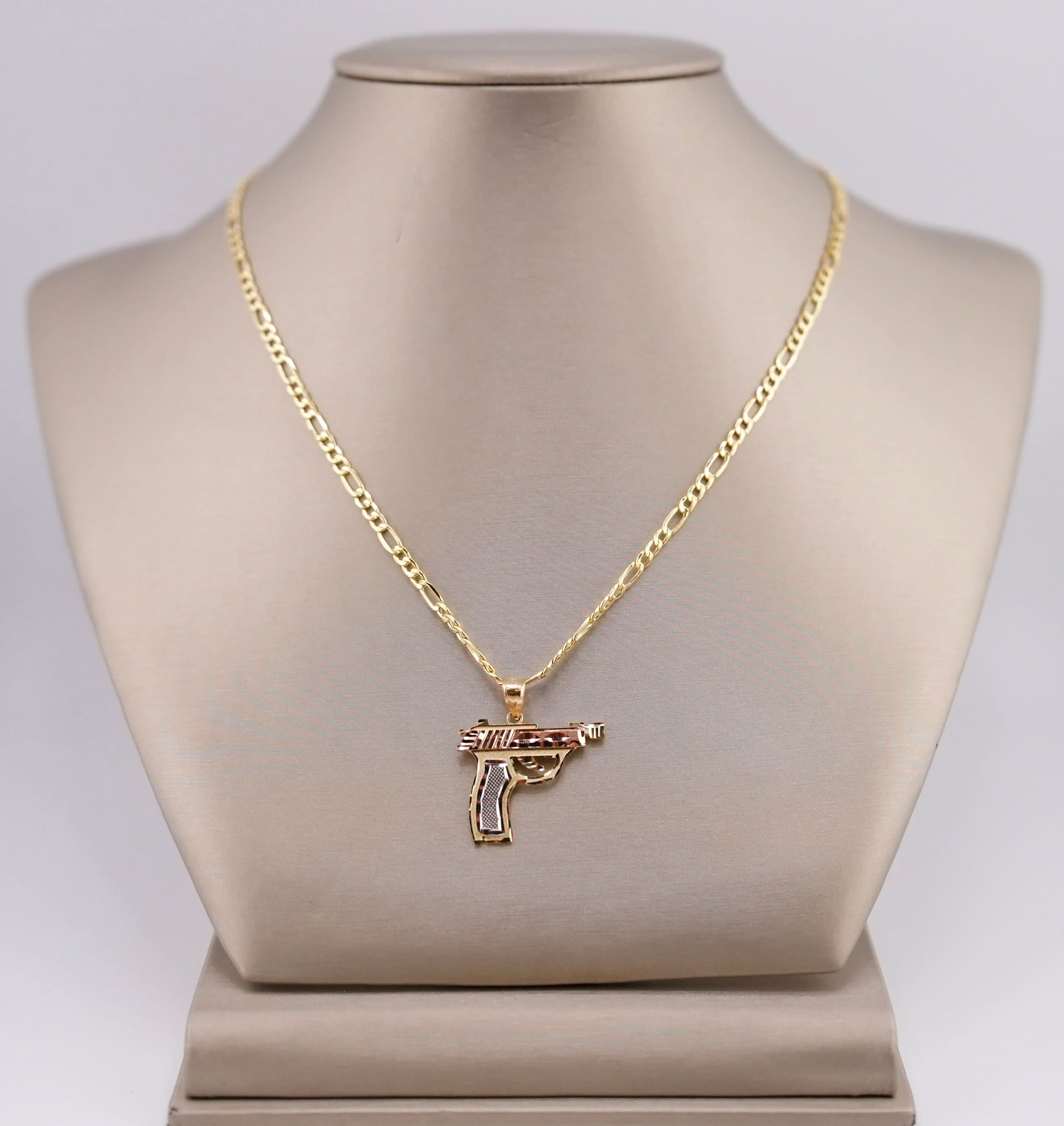 14k Gold Small Gun Chain Set