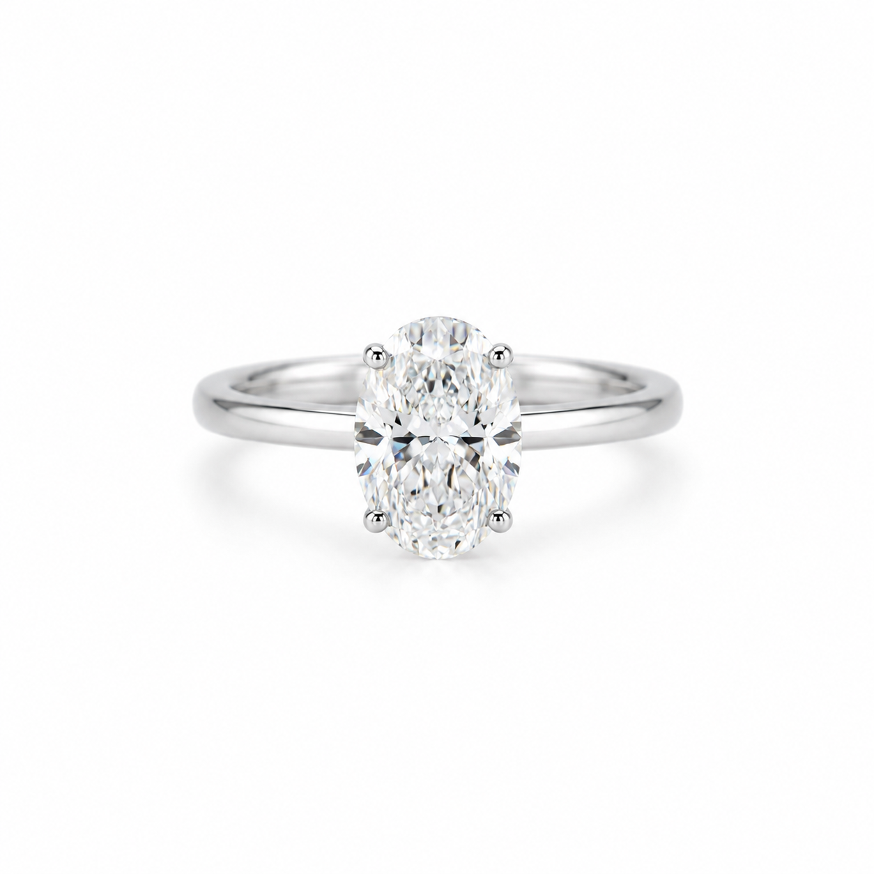 14k White Gold Oval Lab Diamond Ring 3.03ct
