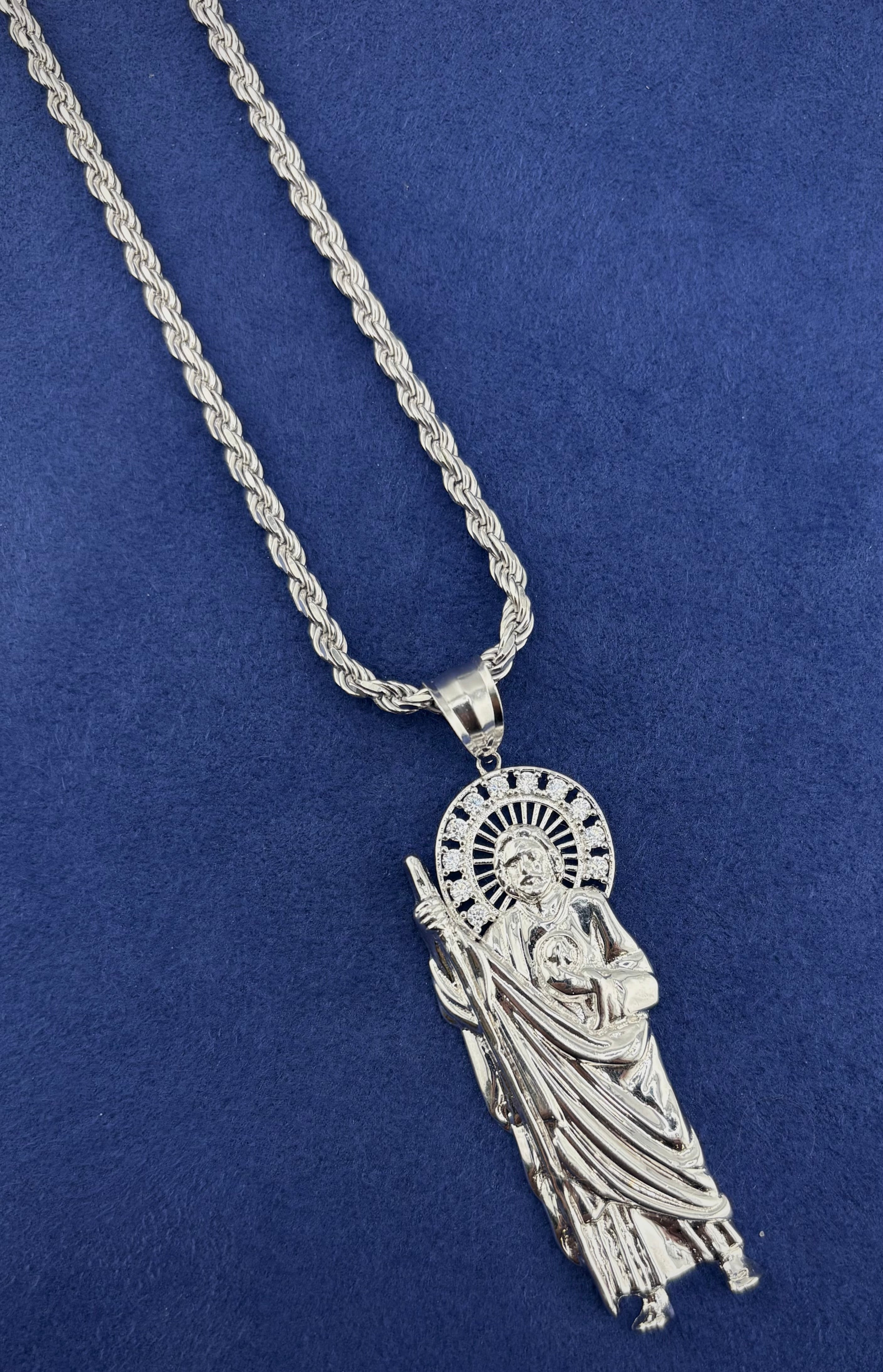 Silver 925 San judas Chain Set
