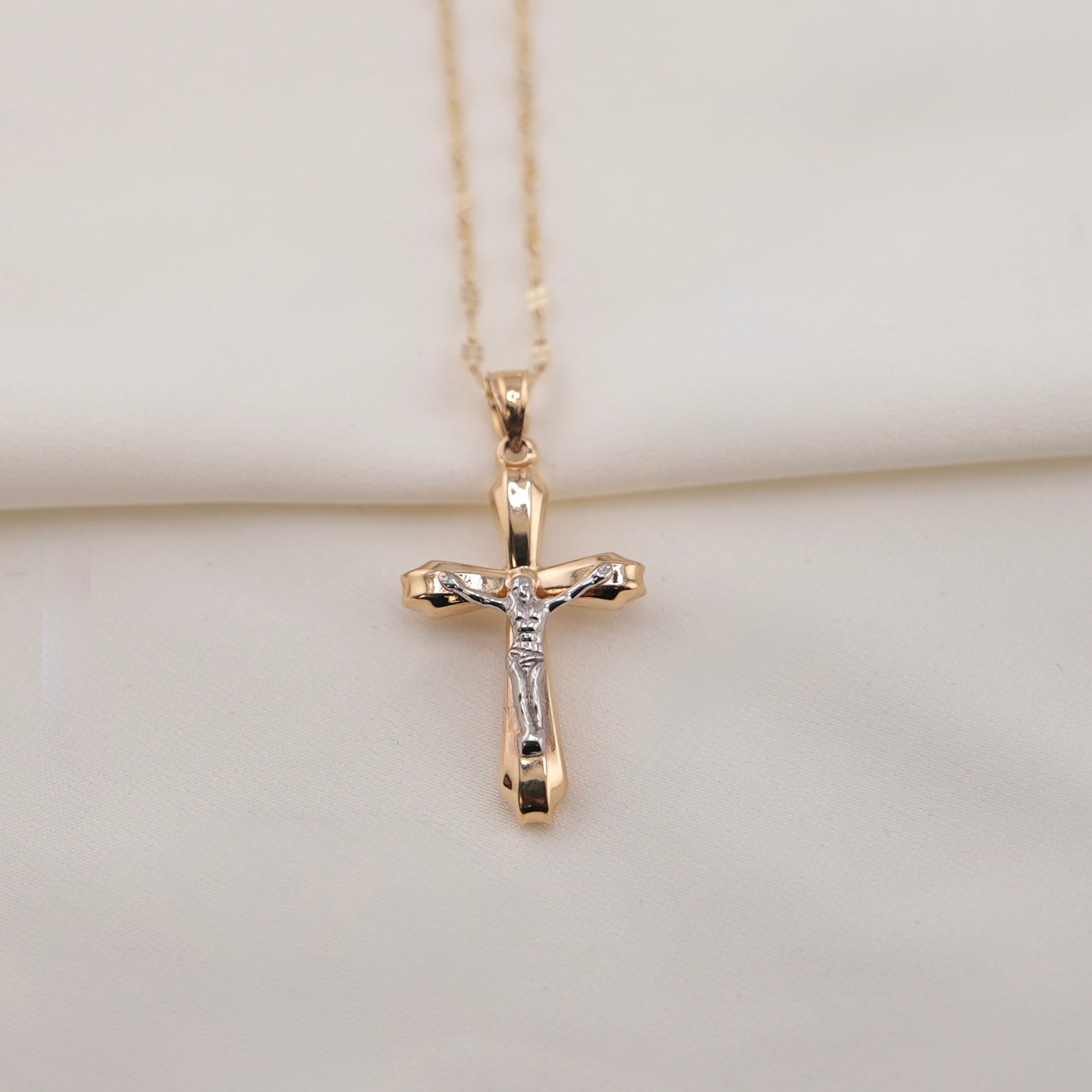 14k Gold Cross Chain Set