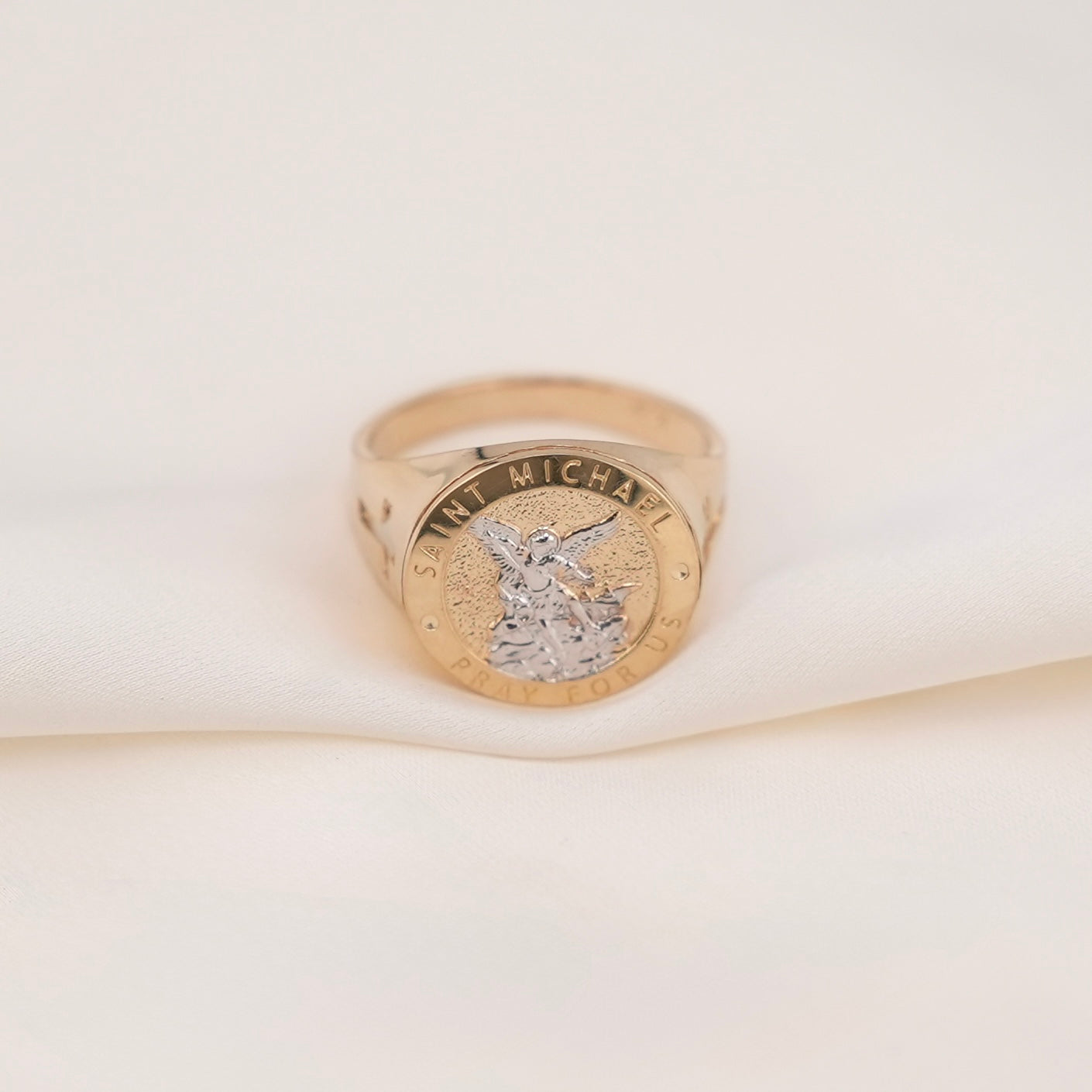 14k Gold Saint Michael Ring