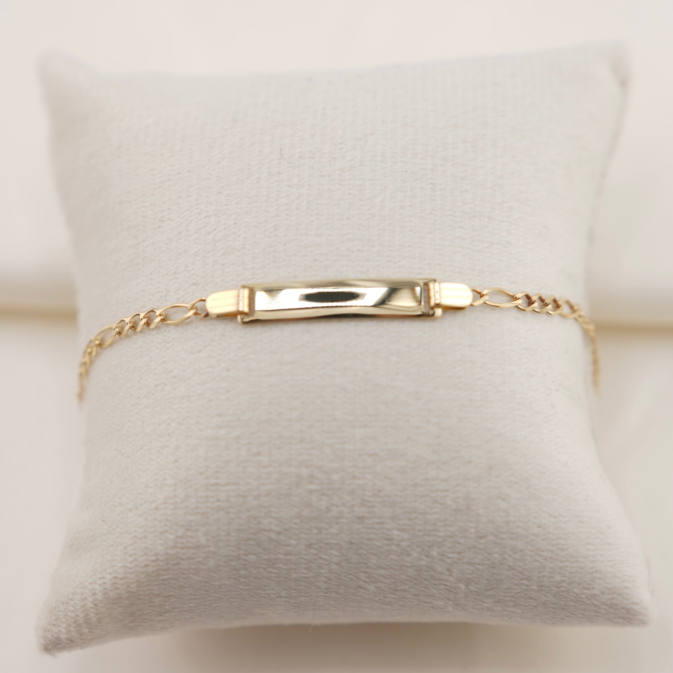 14k Gold Solid Figaro Baby ID Bracelet