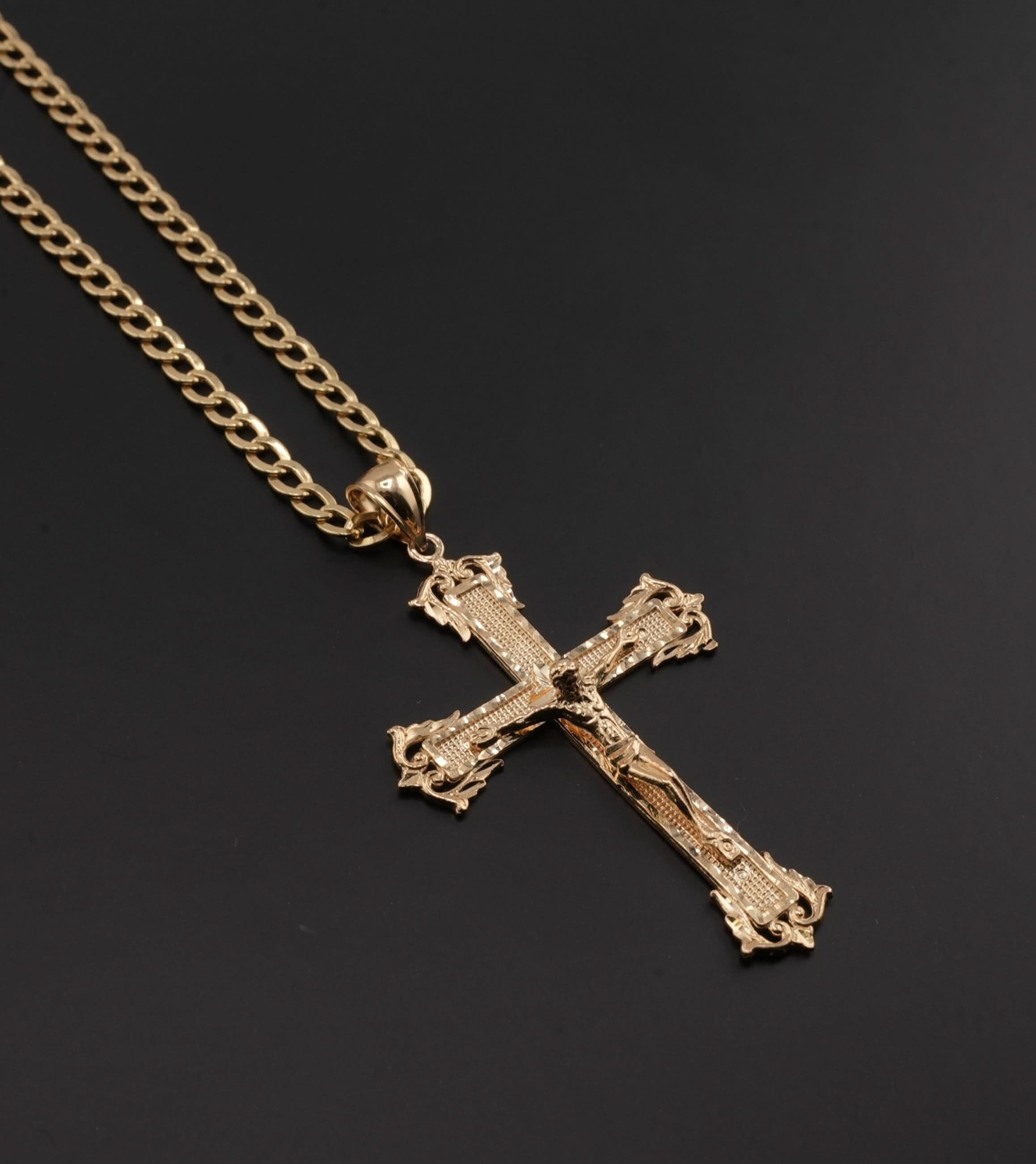14K Gold Cross Chain Set