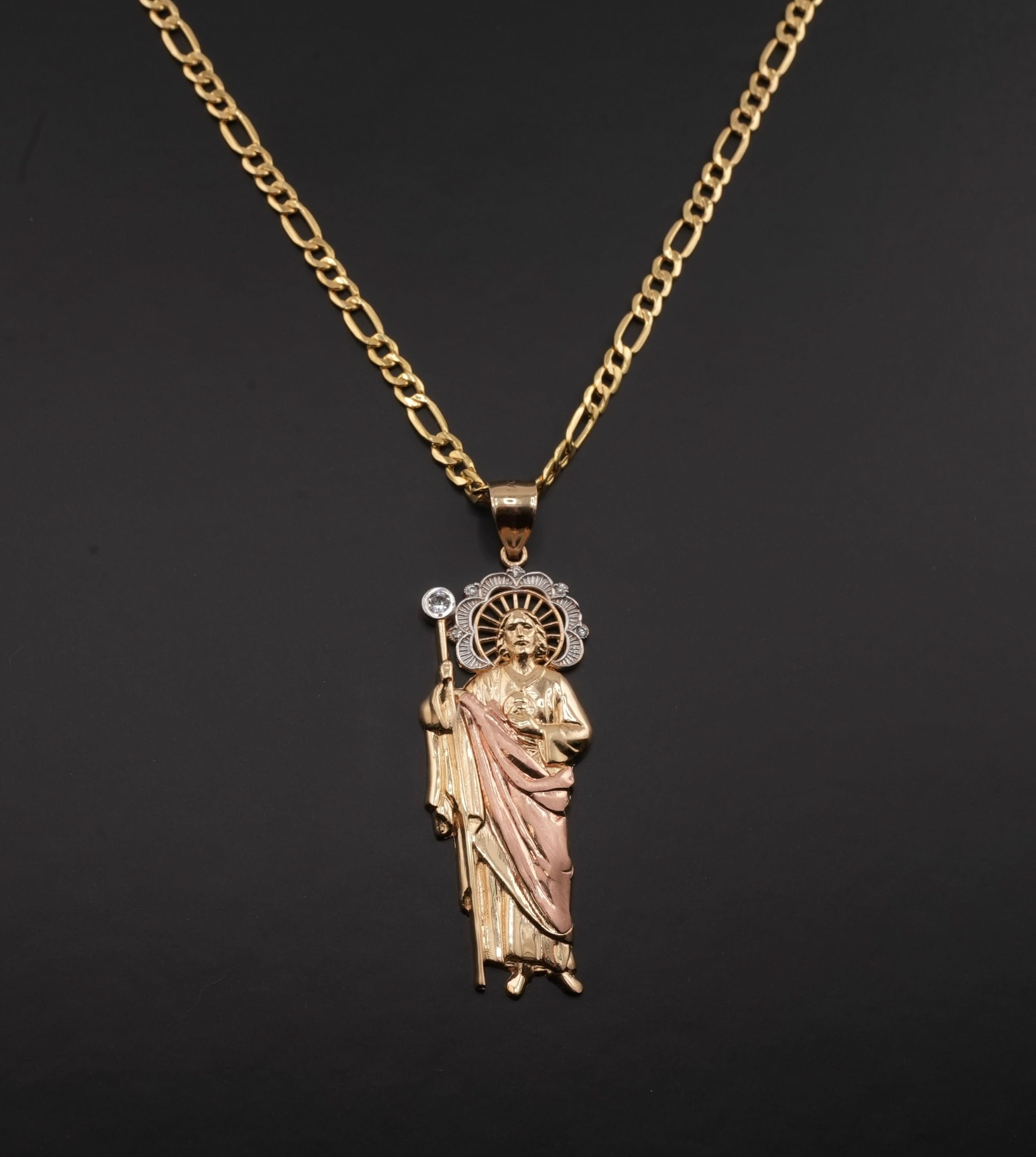14K Gold Medium San Judas Chain Set