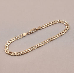 14K Gold Solid Curb Bracelet 4.8mm . CH316 7.5 inch