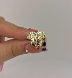 14k Gold Large Nugget Heart Women’s Ring MR13