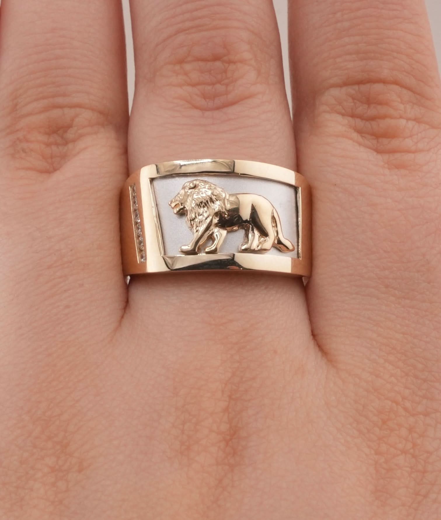 14K Gold Lion Men's Ring