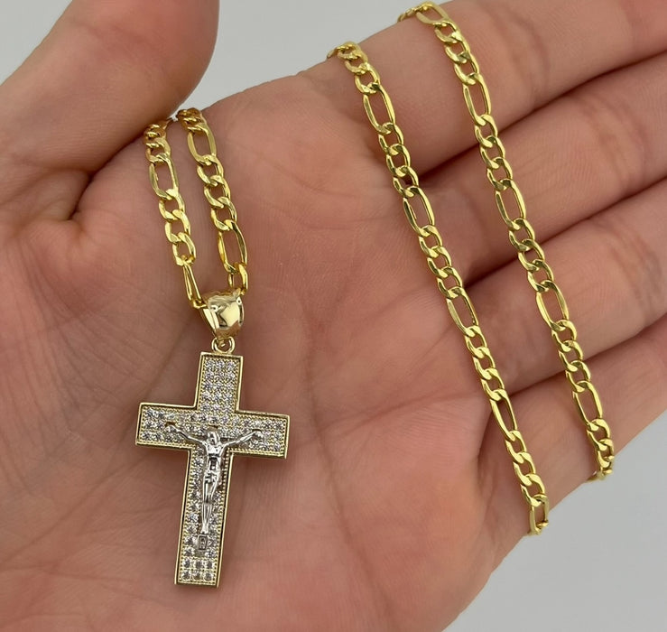 14k Gold Cross Chain Set . P17-15