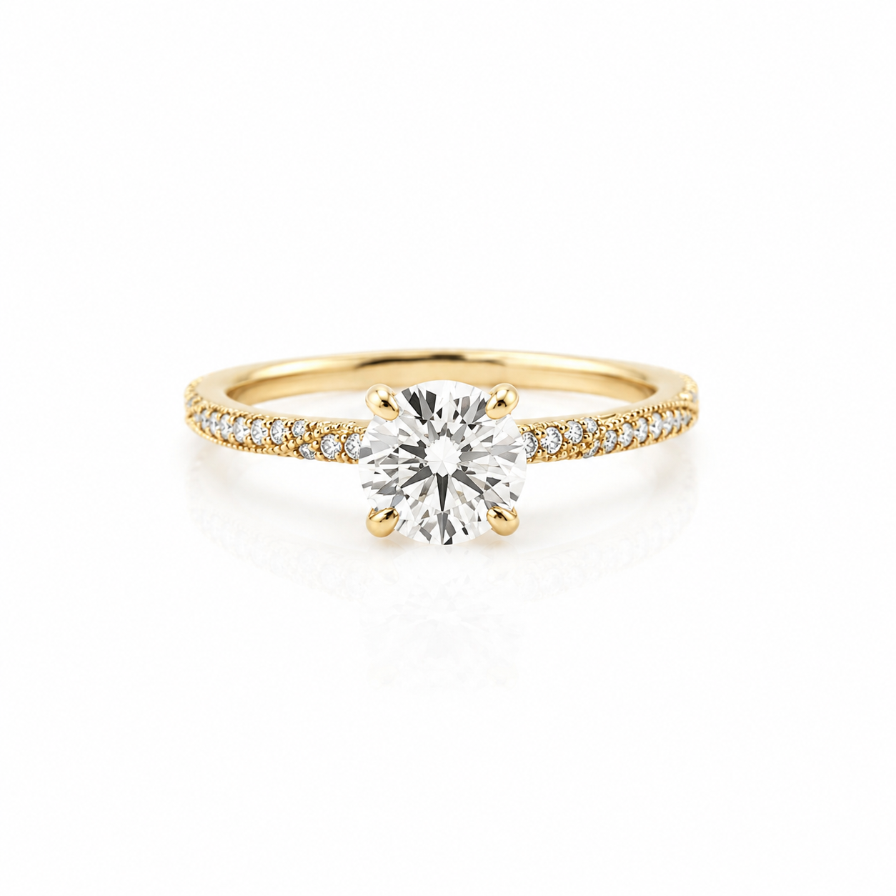 14k Gold Round Lab Diamond Ring 1.72ct