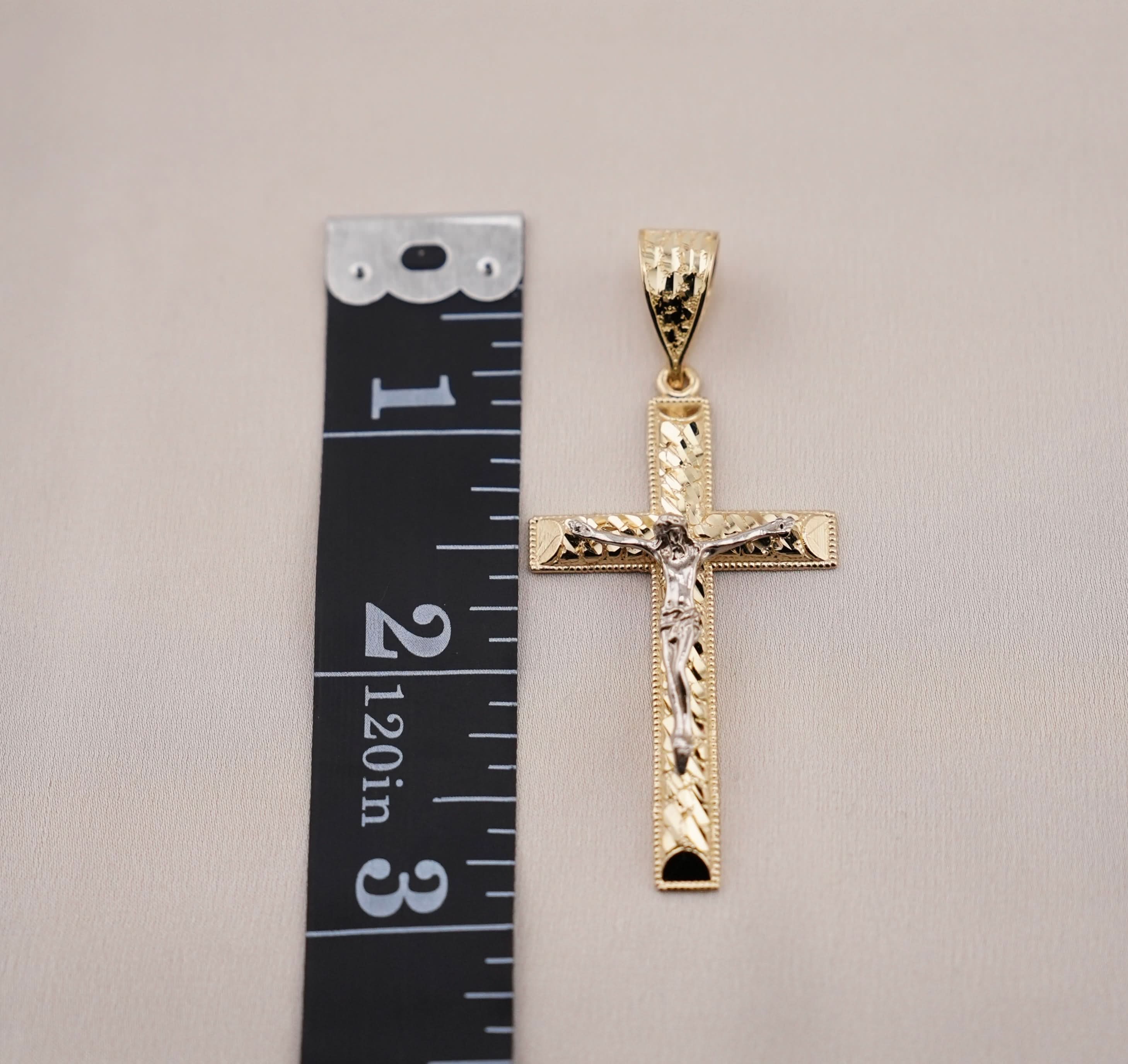14k Gold Nugget Cross Pendant