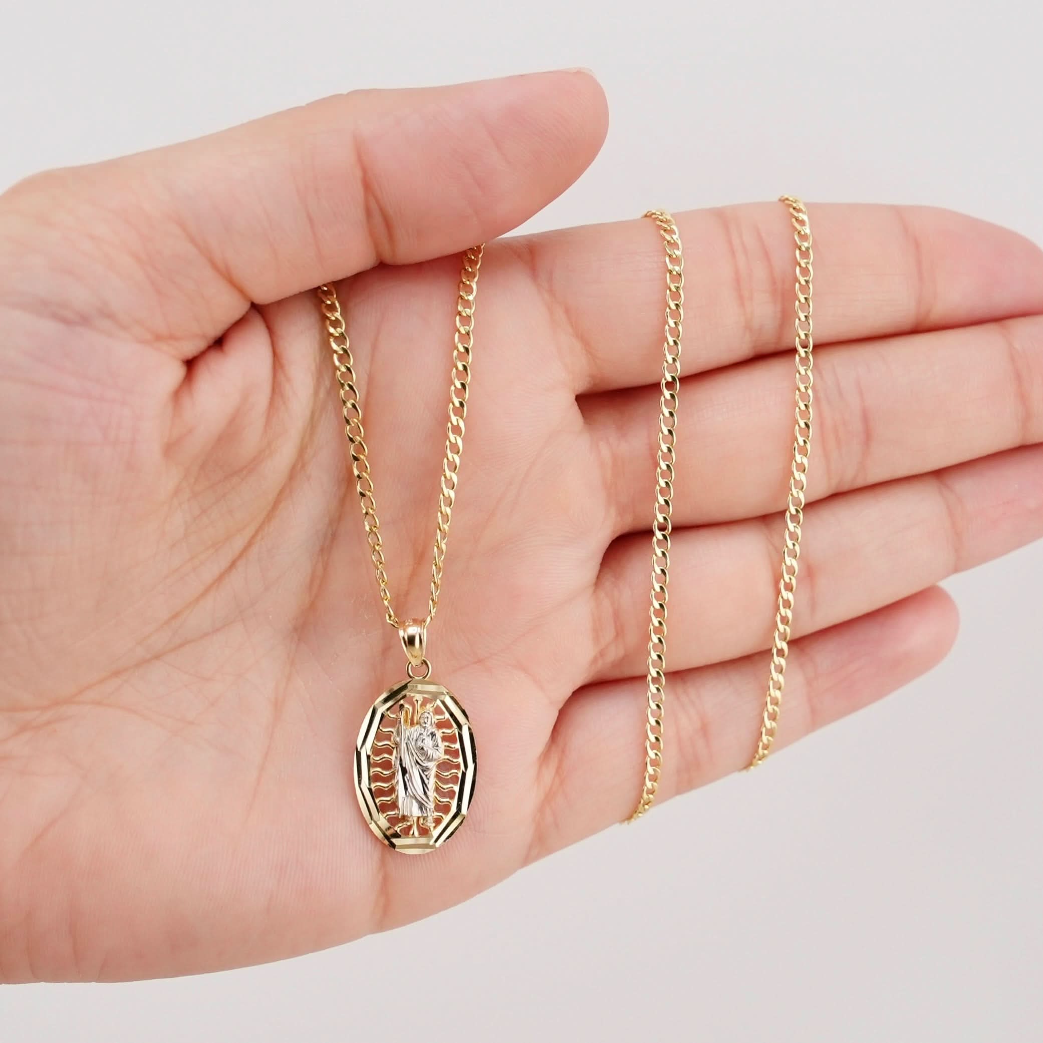 14k Gold San Judas Chain Set