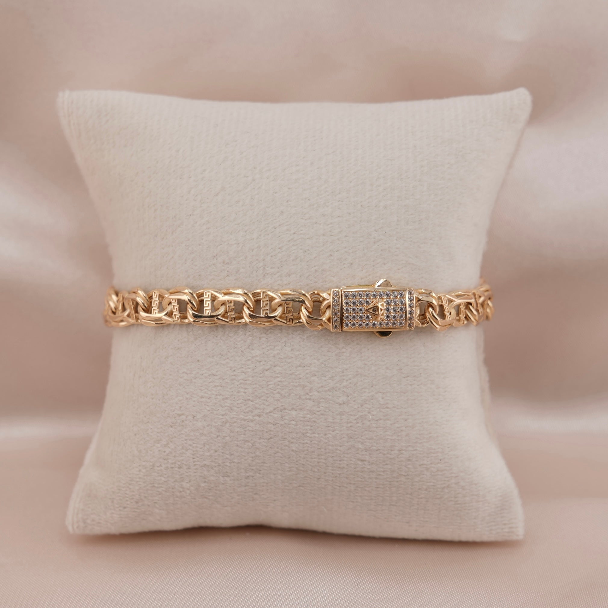 14k Gold Hollow Chino Link Bracelet 6.5mm