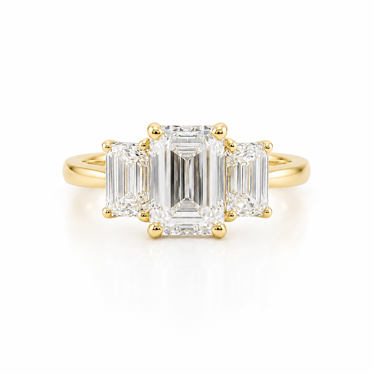 14k Gold Emerald Lab Diamond Ring 3.10ct