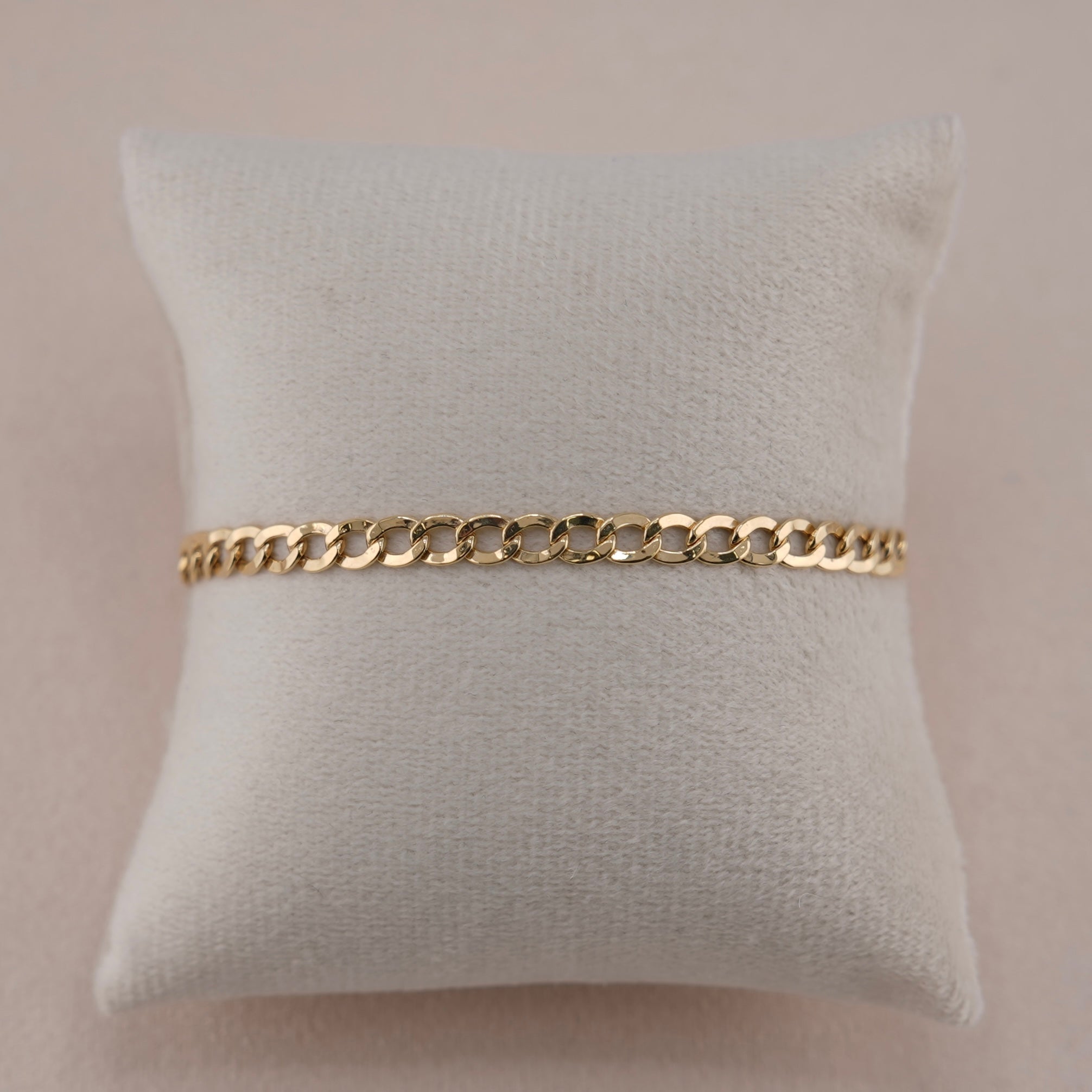 14k Gold Hollow Curb Bracelet 4.5mm