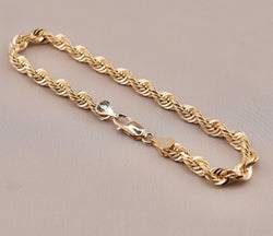 14K Gold Solid Rope Bracelet 5.5mm . CH584 8.5 inch