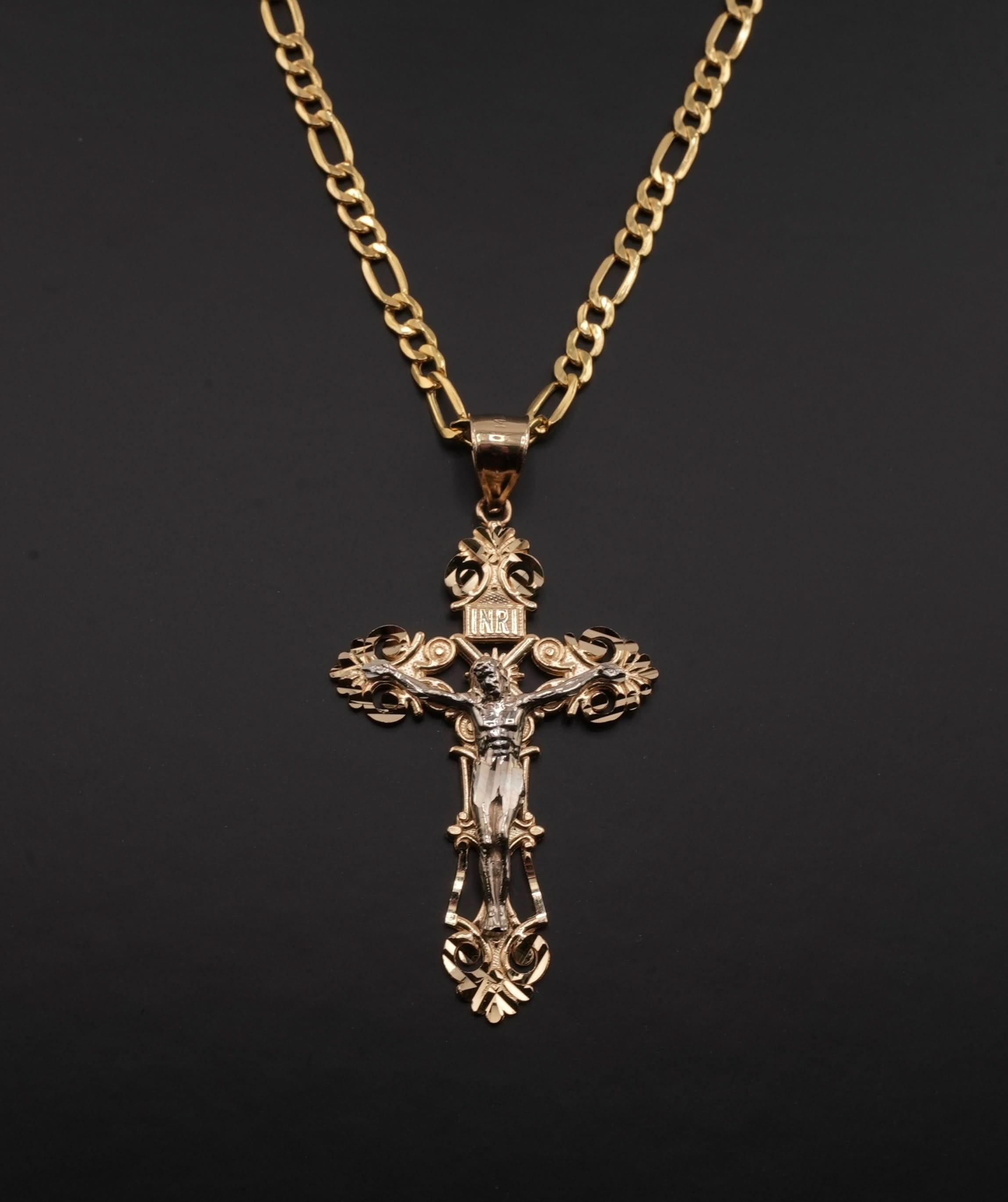 14K Gold Cross Chain Set