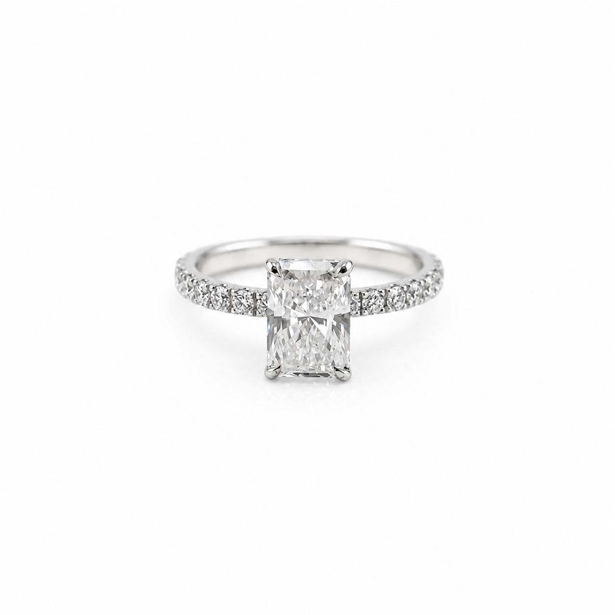 14k White Gold Radiant Lab Diamond Ring 2ct