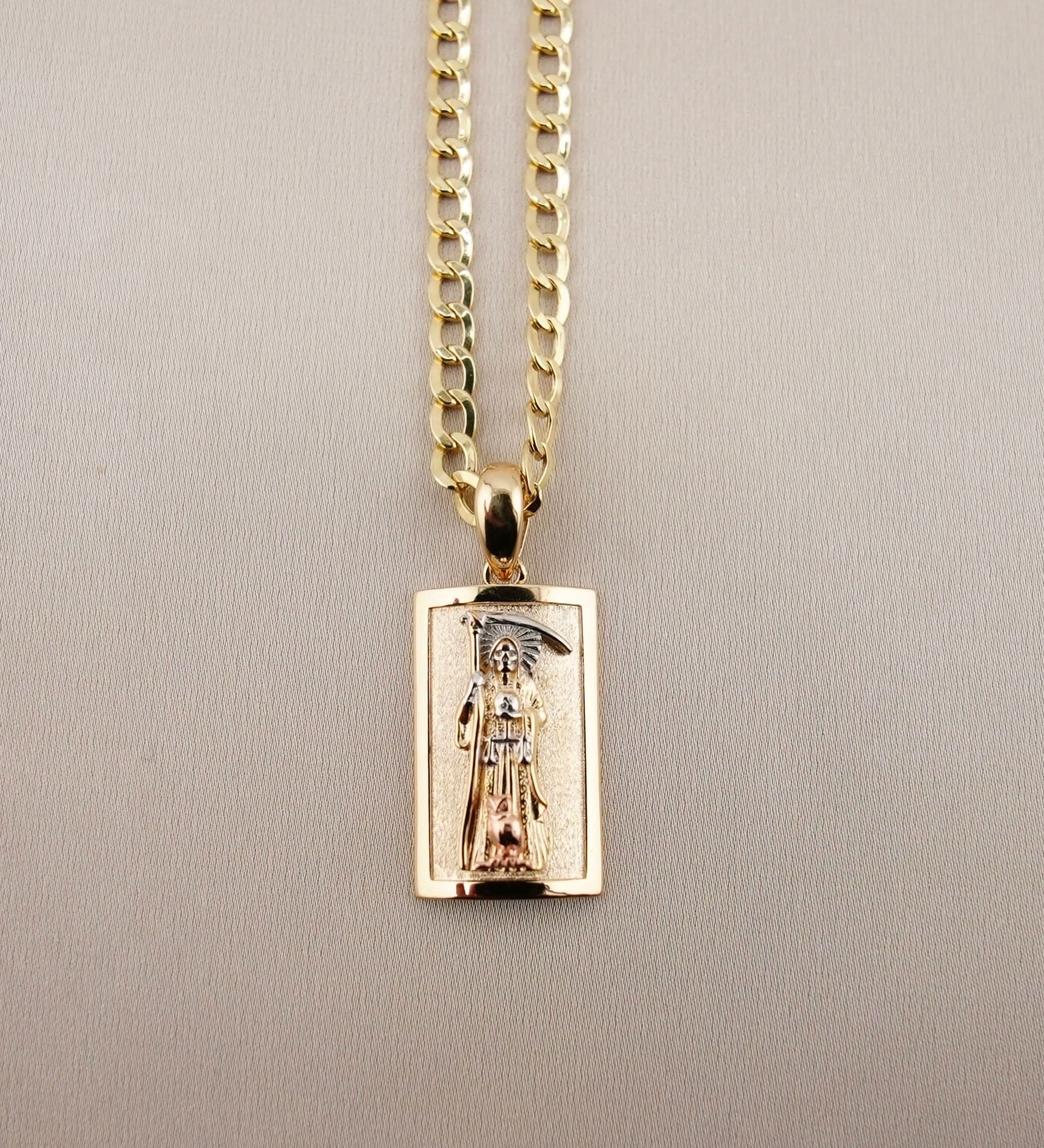 14k Gold Santa Muerte Chain Set