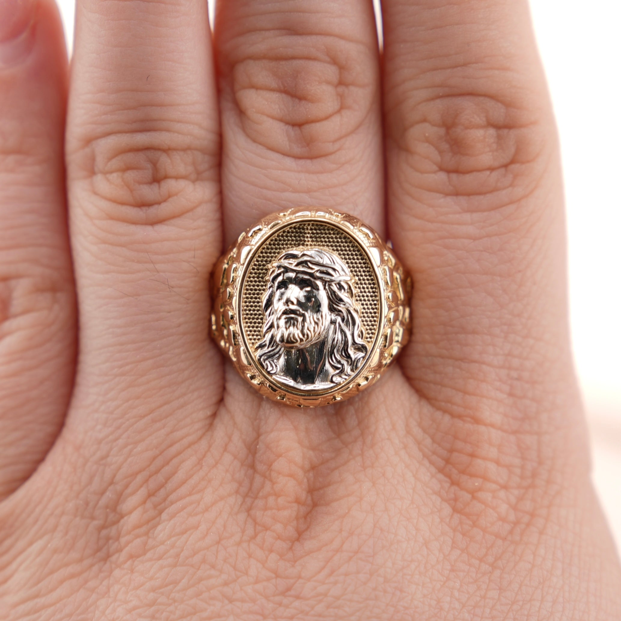 14k Gold Jesus Ring