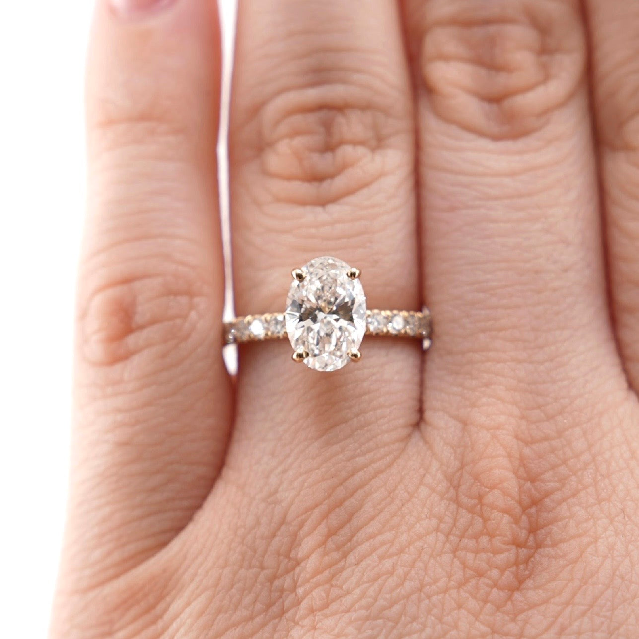 14k Gold Oval Lab Diamond Ring 2.01ct