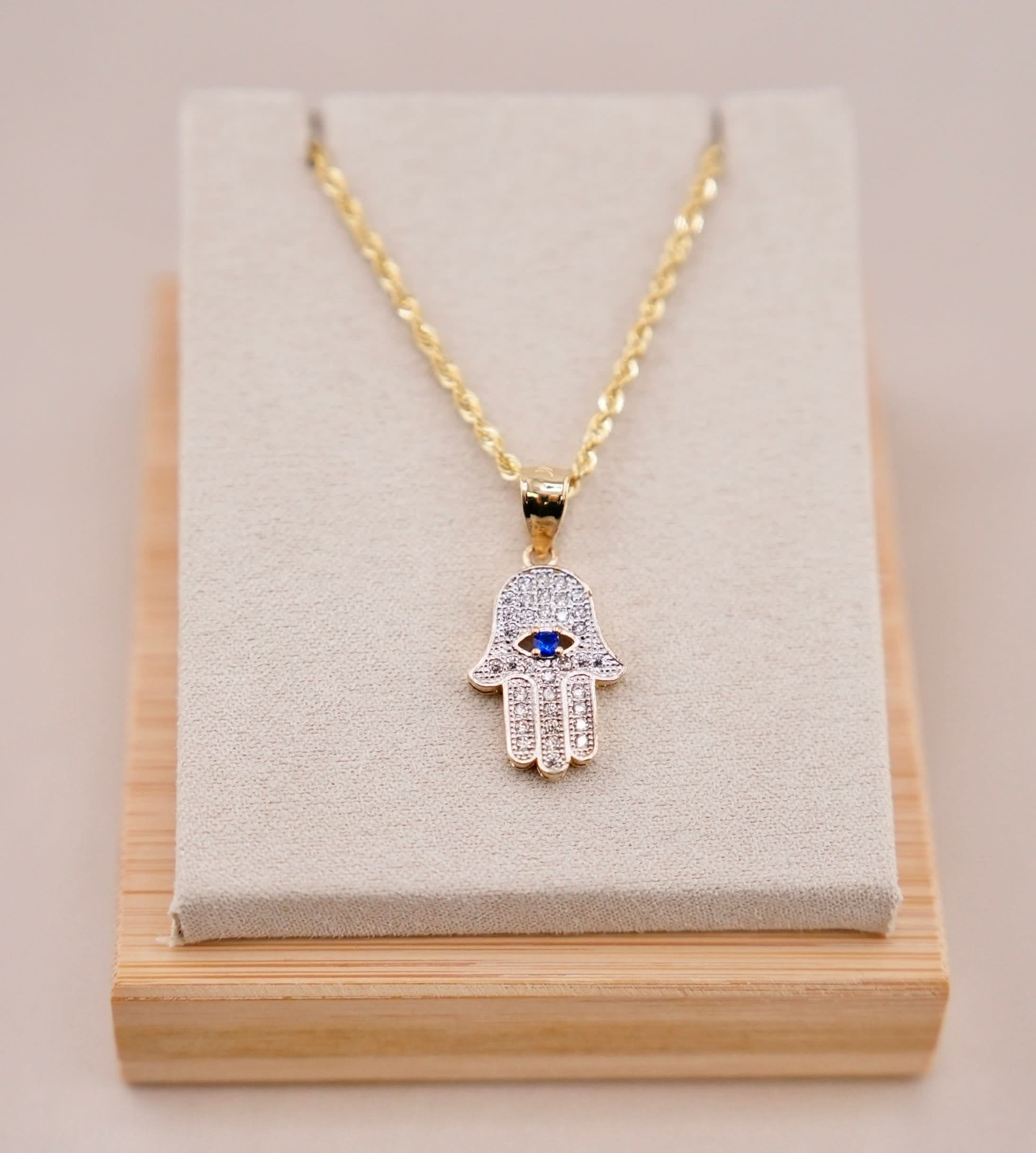 Hamsa Rope Chain 14k Gold Small Hamsa Chain Set